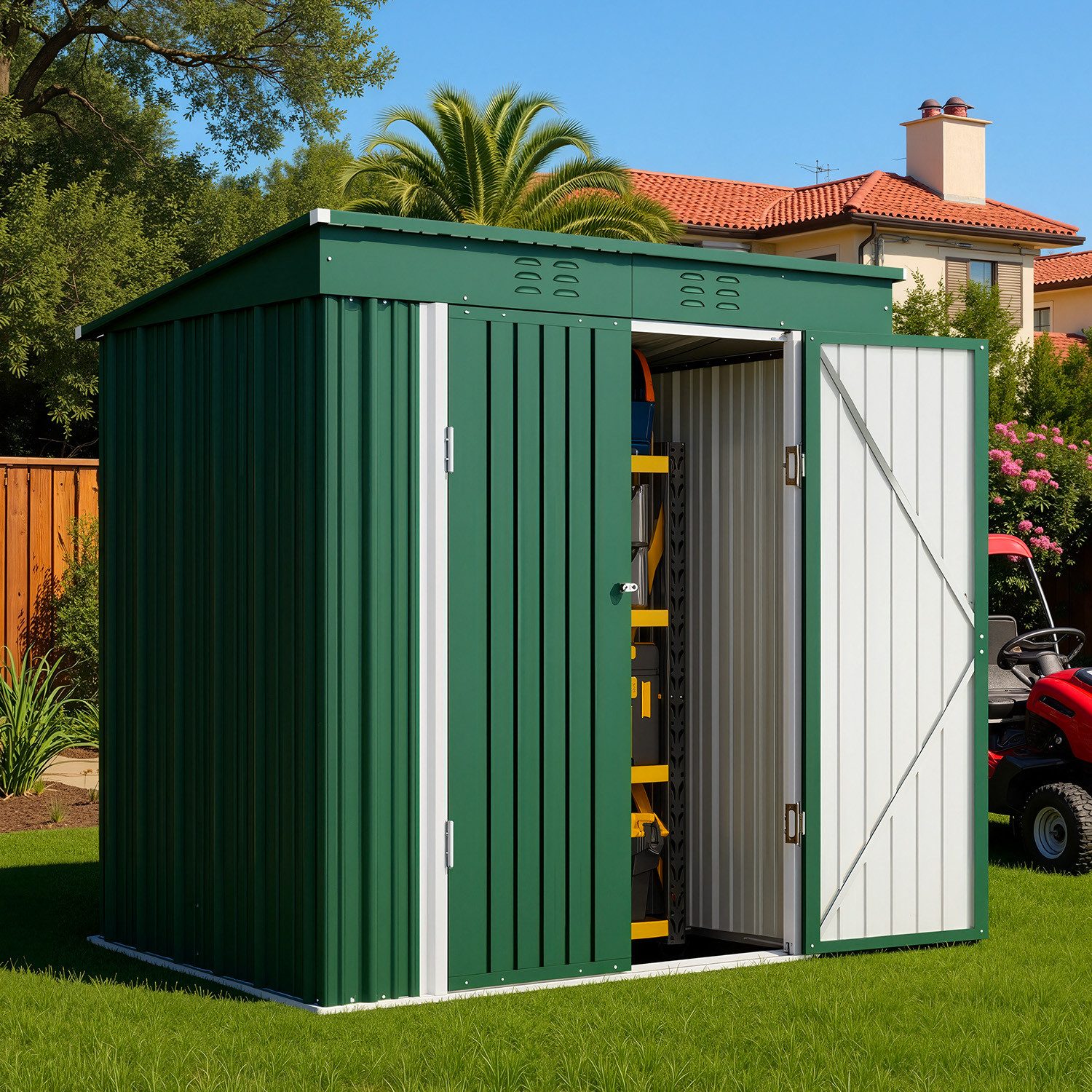 Bealife Gartenhaus Robuster Metall-Gartengeräteschuppen 195 x 131 x 181 cm