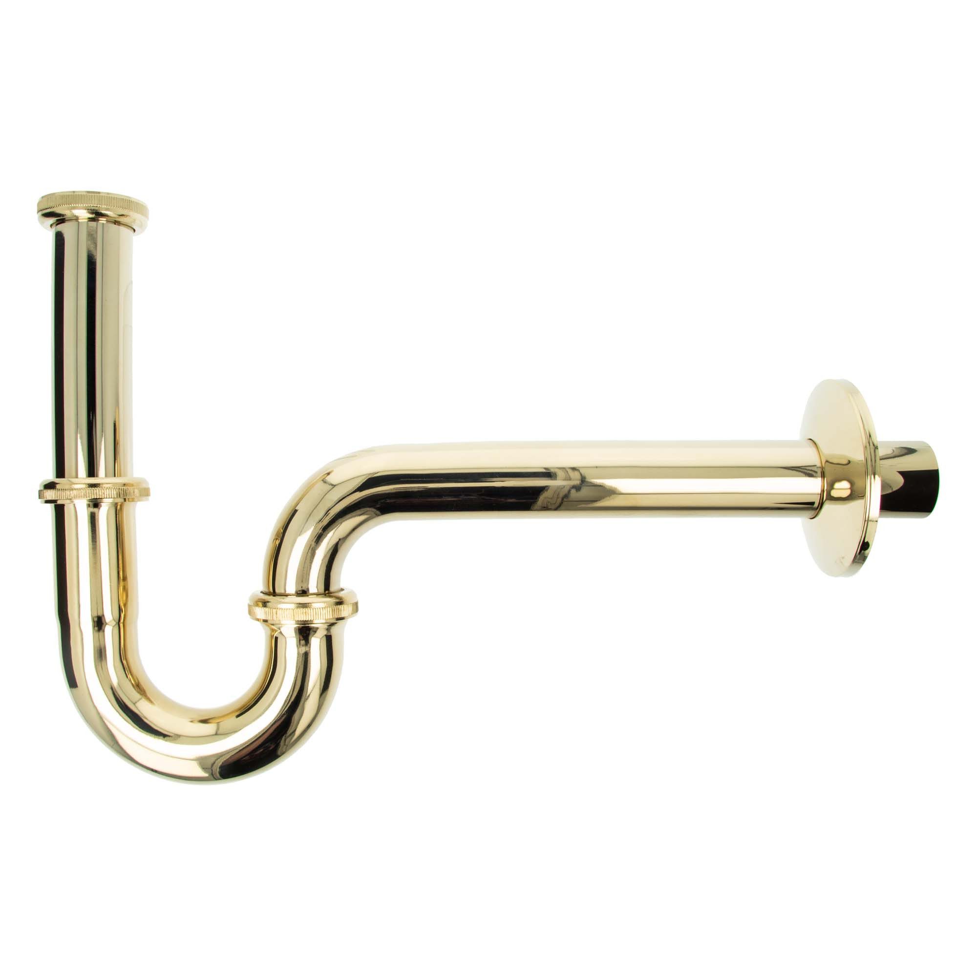 tecuro Siphon PROFI Röhrengeruchsverschluss Siphon extra lang - vergoldet, Extra lange, montagefreundliche Ausführung