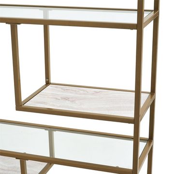 loft24 Bücherregal Moriah, Standregal aus Metall mit Glasböden, Marmoroptik, Höhe ca. 183 cm