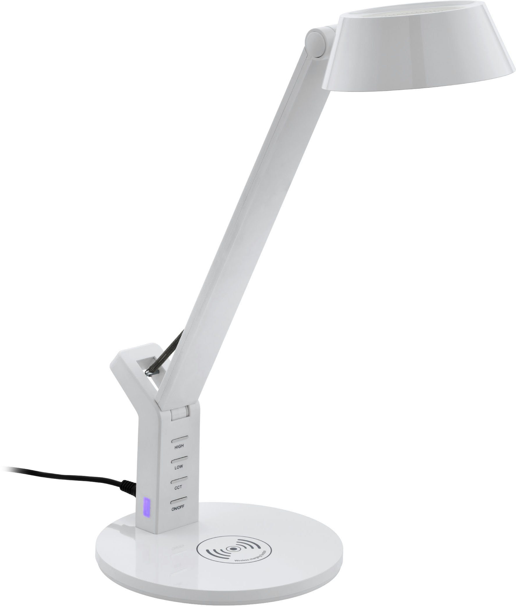 EGLO Tischleuchte BANDERALO Schreibtischleuchte - kabellose Ladefunktion, LED fest integriert, warmweiß - kaltweiß, Tischleuchte - 4,8W - warmweiß - kaltweiß, Induktionsladefläche, CCT