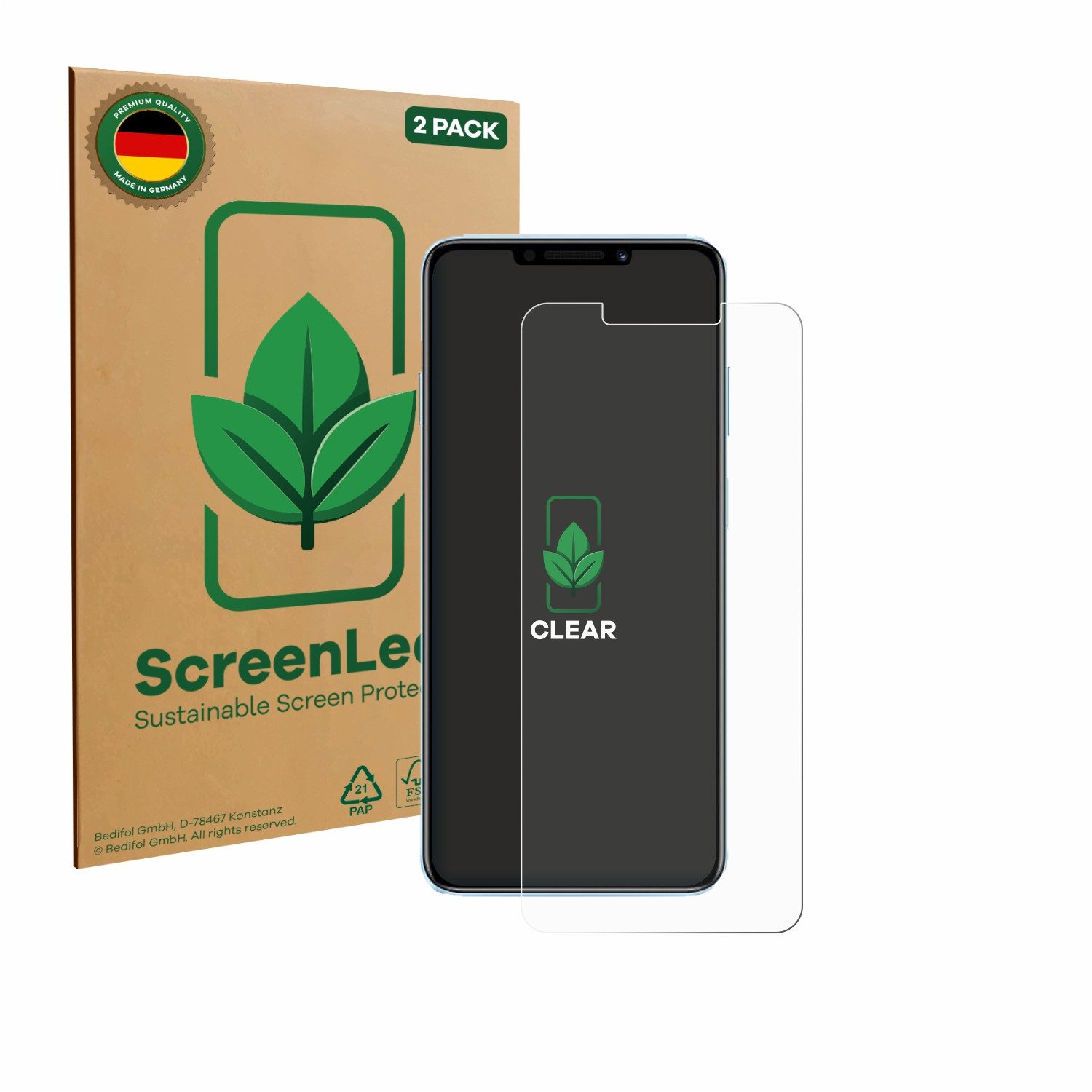 ScreenLeaf Displayschutzfolie Schutzfolie für Huawei Nova 14i 4G, 2 Stück, nachhaltiger Displayschutz Schutz Folie Klar Transparent