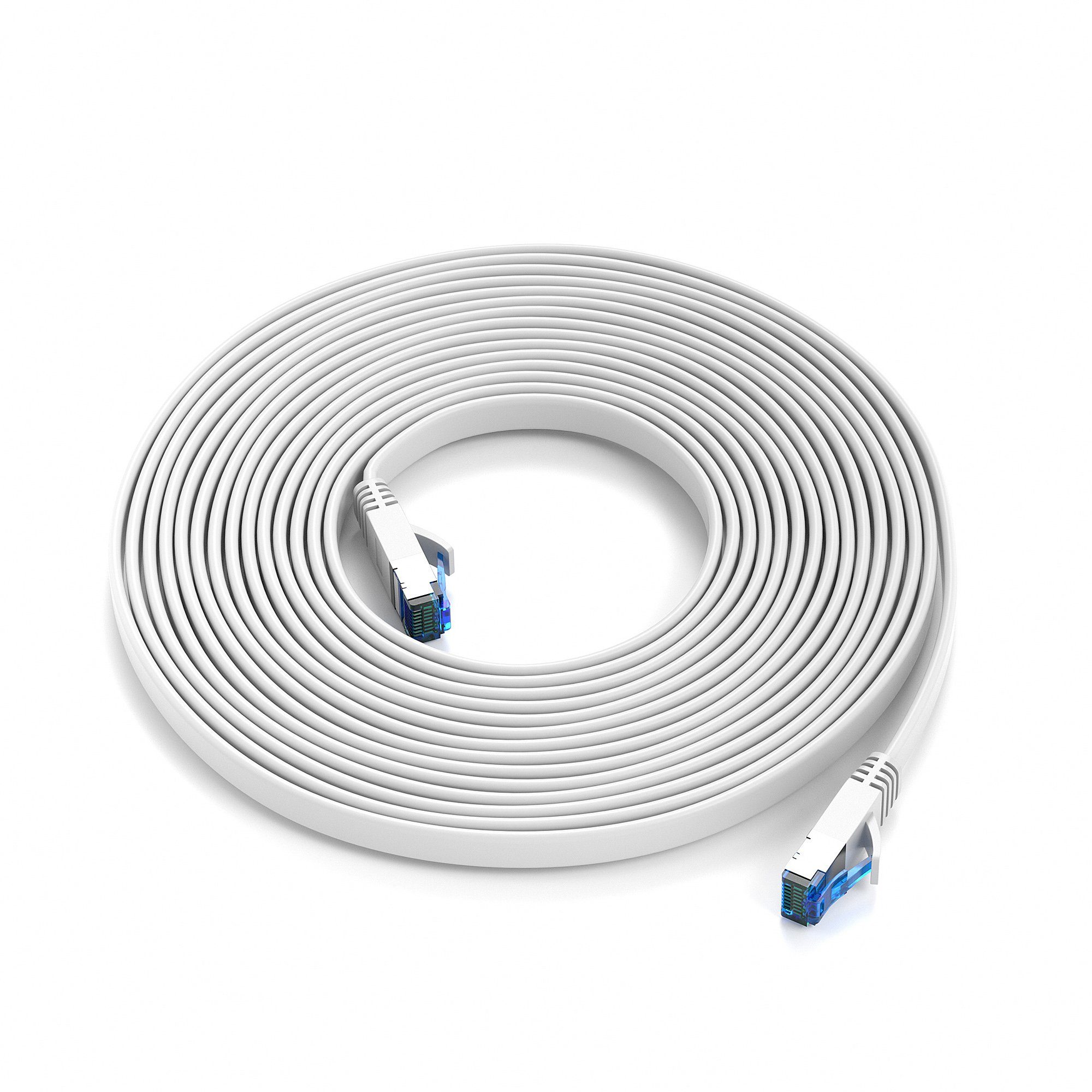 JAMEGA CAT 7 Flachkabel, RJ45 LAN Ethernet Patchkabel Netzwerk LAN-Kabel, CAT.7, RJ-45 Stecker (Ethernet) (25 cm)