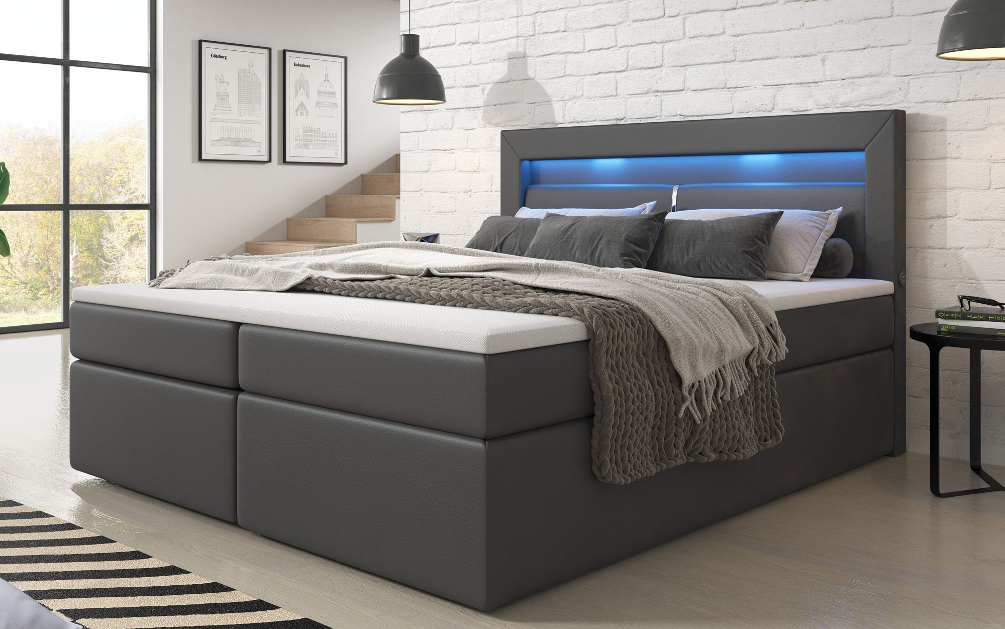 Luxusbetten24 Boxspringbett Repos, mit LED-Beleuchtung und günstig online kaufen
