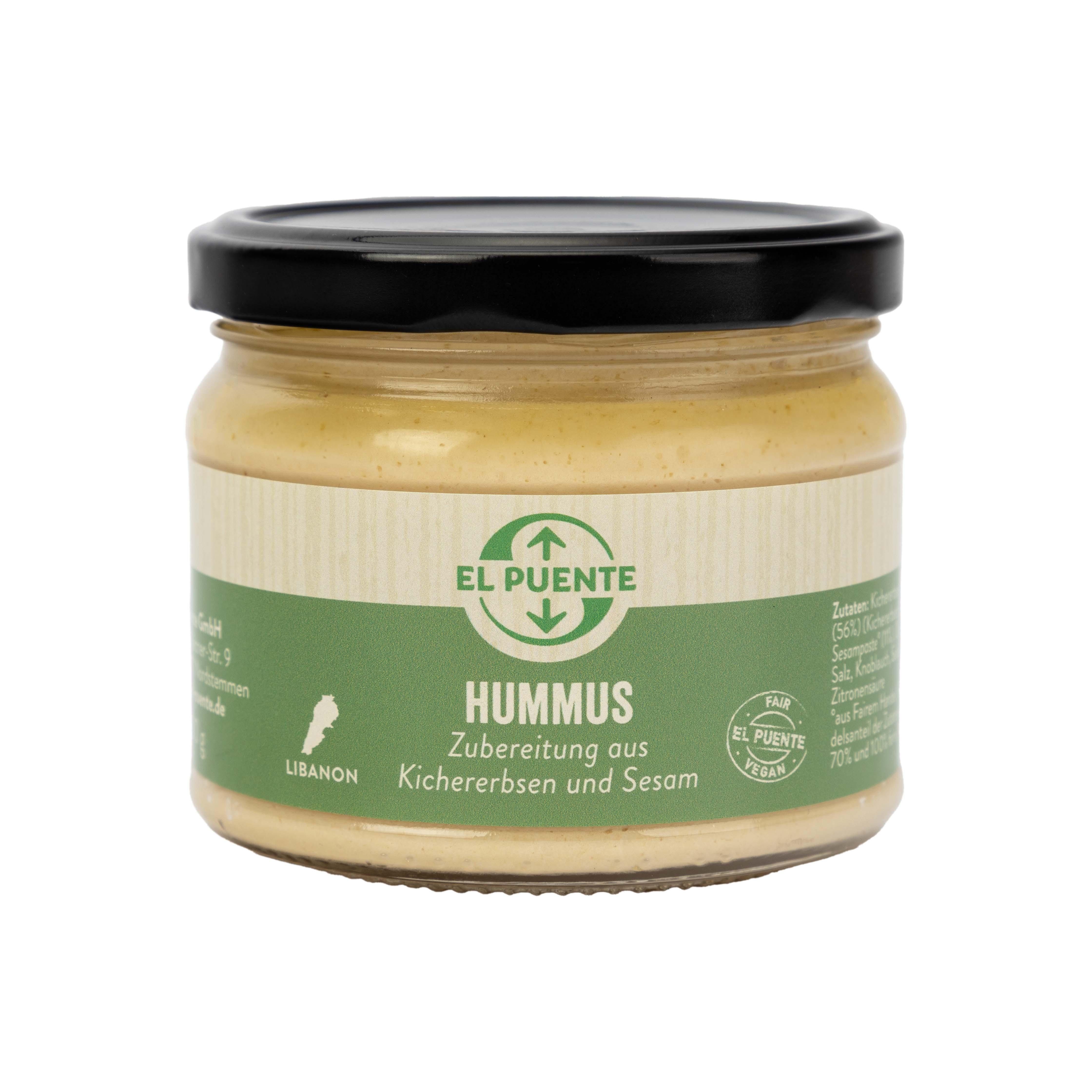 El Puente Herzhafter Brotaufstrich Hummus - Libanesisches Kichererbsenmus, Fair Trade, Vegan, Fair Trade