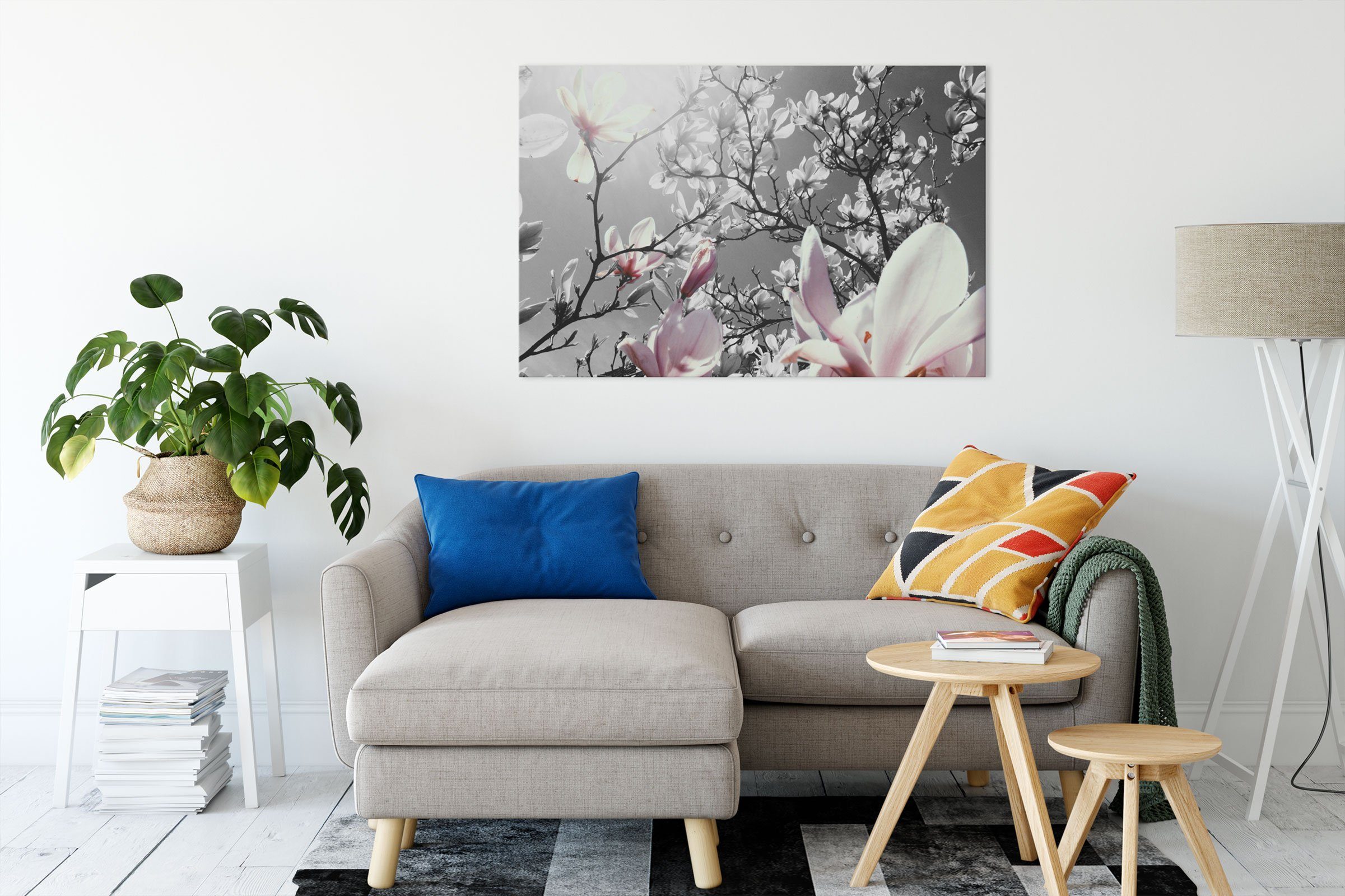 Pixxprint Leinwandbild schöne Magnolie Leinwandbild (1 Magnolie Blüten, Blüten inkl. Zackenaufhänger fertig St), schöne bespannt