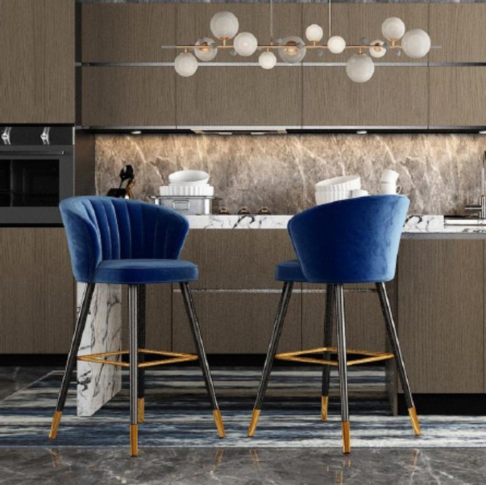 JVmoebel Barhocker Samt Barhocker in Blau, stilvolle Design Barstühle Neu (1 St., Barhocker), Made in Europa