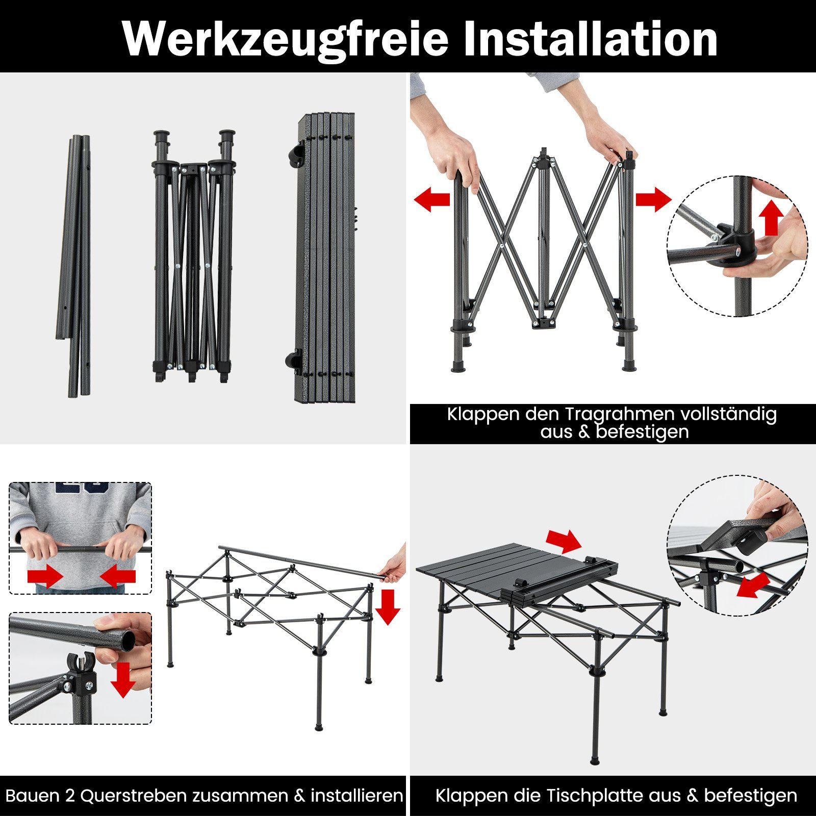 Klapptisch, Aluminium-Tischplatte mit COSTWAY Campingtisch