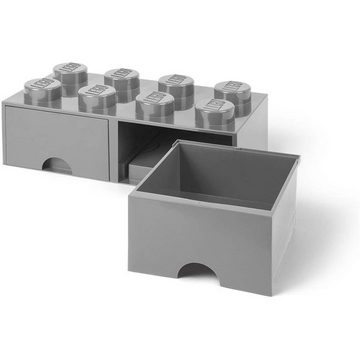 Room Copenhagen Aufbewahrungsdose LEGO® Storage Brick 8 Grau, mit 2 Schubladen, Baustein-Form, stapelbar