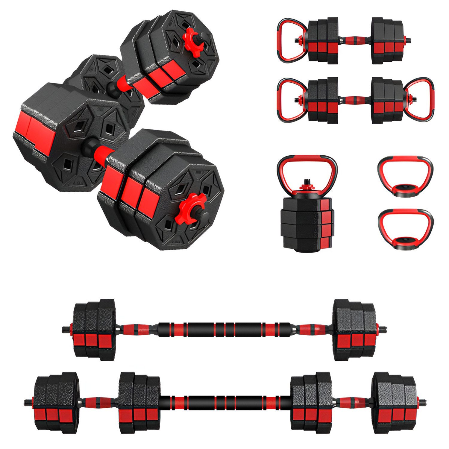 ToteBox Hantel-Set Verstellbar 6 in1 Kettlebell Hanteln Set mit Verbindungsstahlrohr