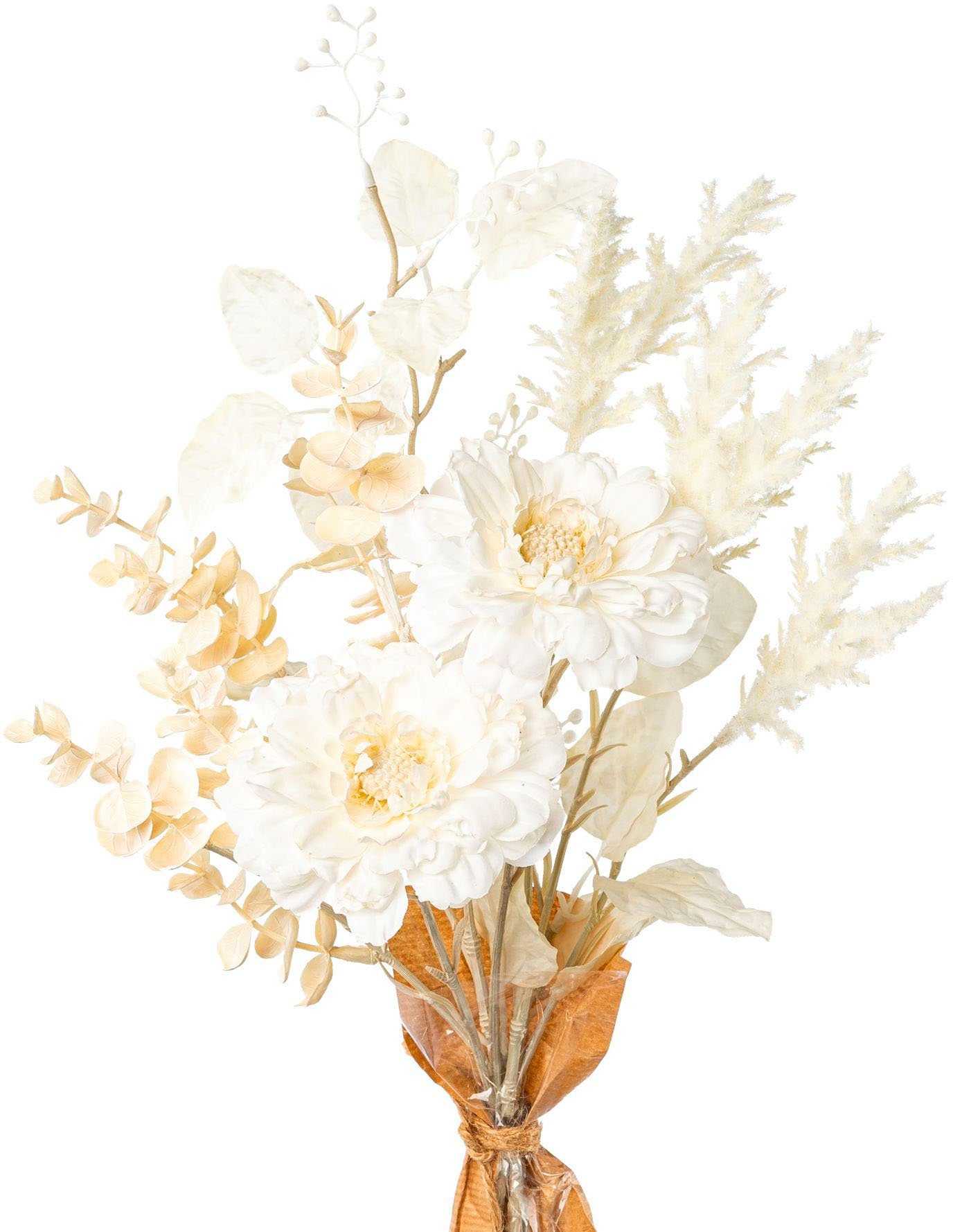 Kunstblumenstrauß Zinnien-Mix-Bund Bouquet, Creativ green, Höhe 58 cm günstig online kaufen