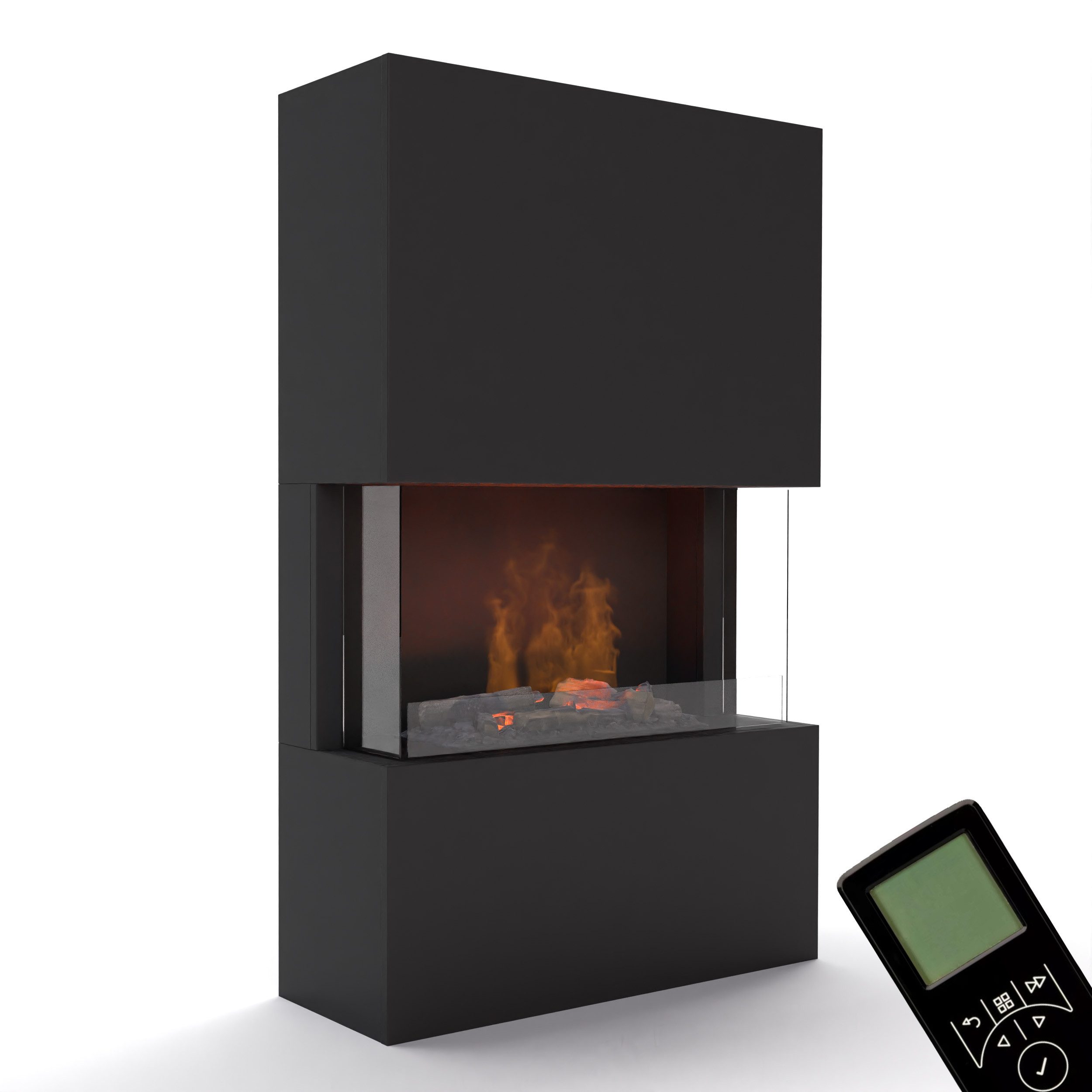 GLOW FIRE Elektrokamin Tucholsky 3 Sided Wasserdampf Kamin, Elektrischer Kamin, Wasserdampfkamin mit 3D Feuer und Knisterfunktion