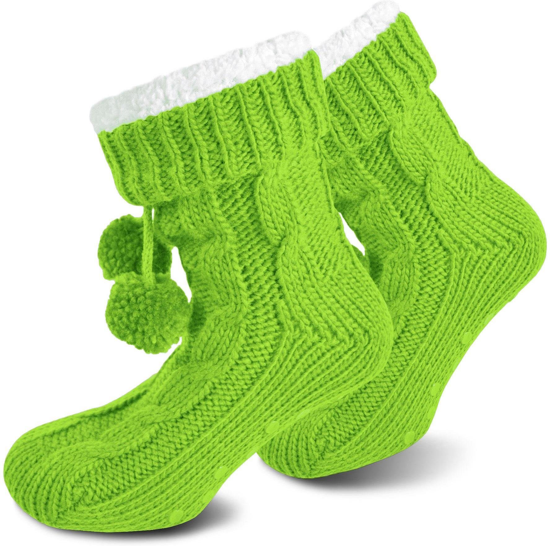 normani Kuschelsocken Strick-Hausschuhe mit Bommeln und günstig online kaufen