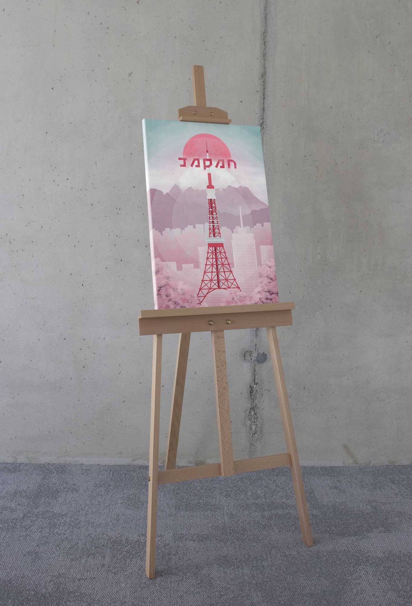Komar Leinwandbild Vintage Travel Japan - Größe 40 x 60 cm, Natur (1 St), Keilrahmenbild mi Echtholzrahmen