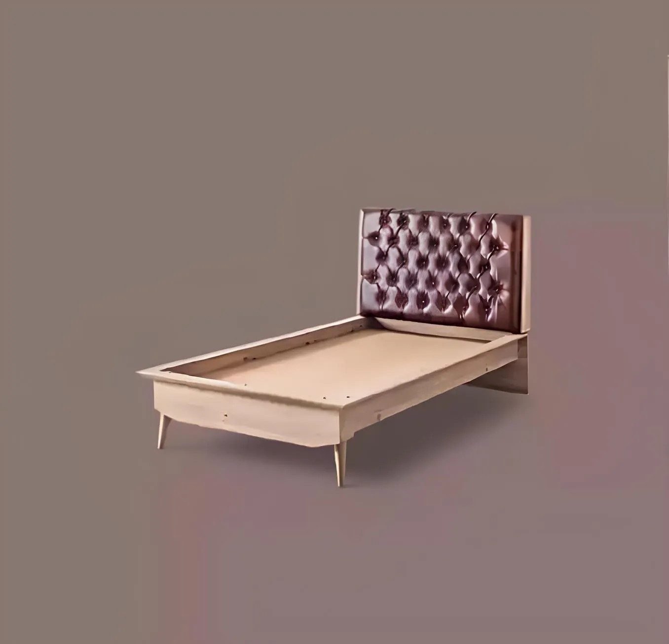 JVmoebel Kinderbett Loft Holz Chesterfield Kinderbett mit gepolstertem Kopfteil in Braun (1-tlg., Bett), Made in Europa