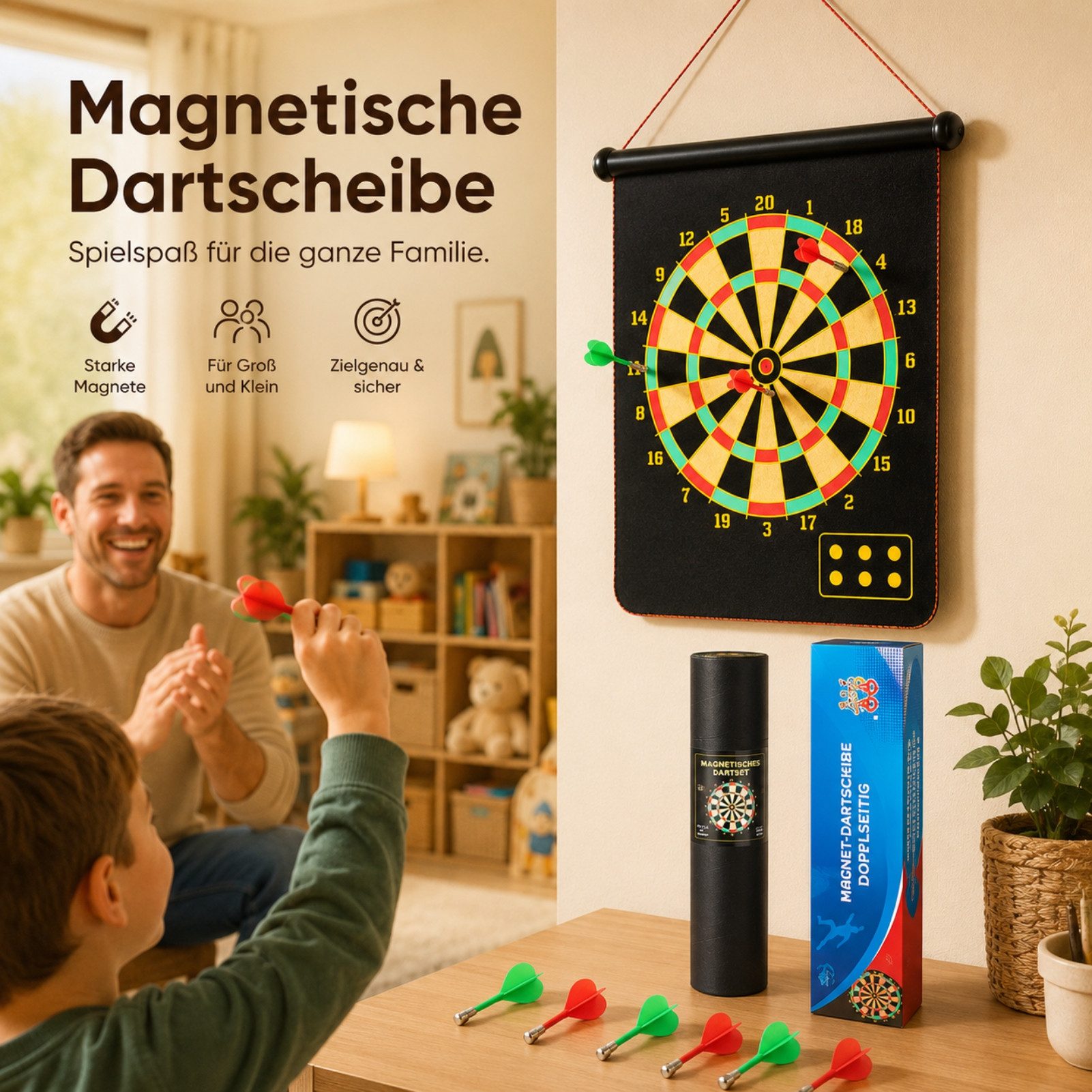 Solarandmore Dartscheibe magnetisch gesichert,hängend,beidseitig verwendbar,Dartspielzeug, (set, mit Dartpfeilen), freizeit und denkspiele,entspannungsspielzeug,tolle geschenkideen