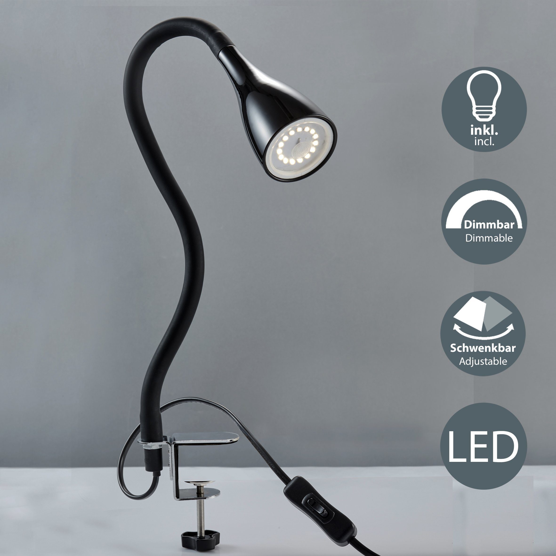 B.K.Licht LED Klemmleuchte Sirius, Dimmfunktion, mehrere günstig online kaufen
