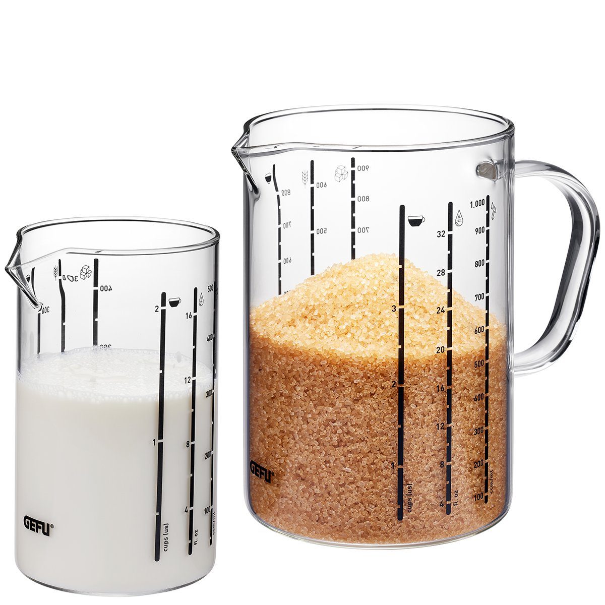 GEFU Messbecher Messbecher Set METI 2 tlg 500Ml und 1000Ml Glas Me