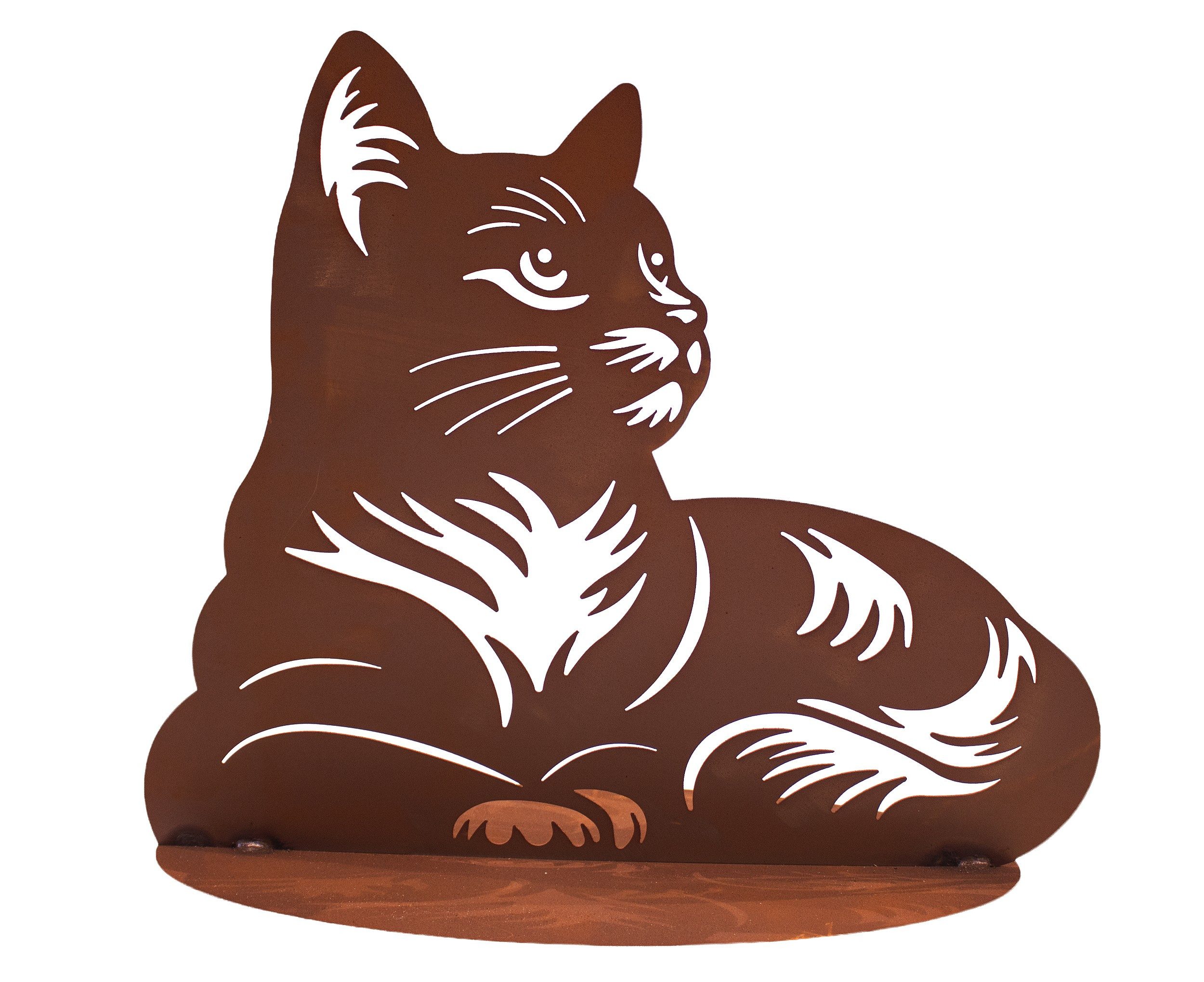 Ferrum Art Design Gartenfigur Edelrost Metall Rostoptik Gartendeko Figur Stecker Ferrum Katze Nala