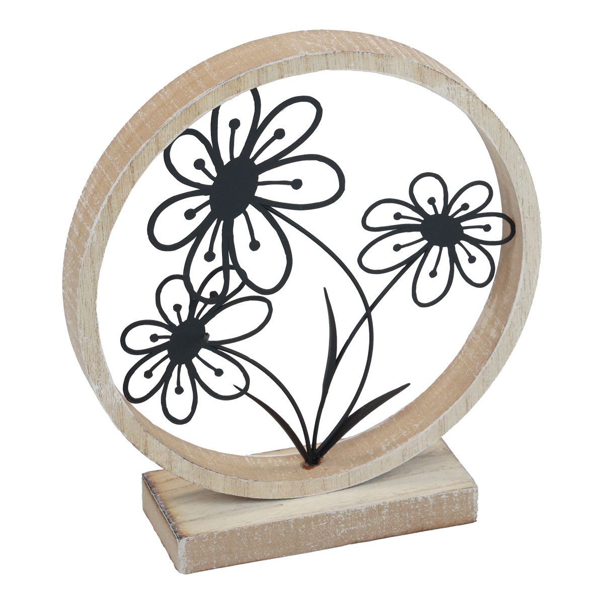 Viana Osterfigur Metallblumen Tischdeko Holzring Frühlingsdeko Naturoptik H günstig online kaufen