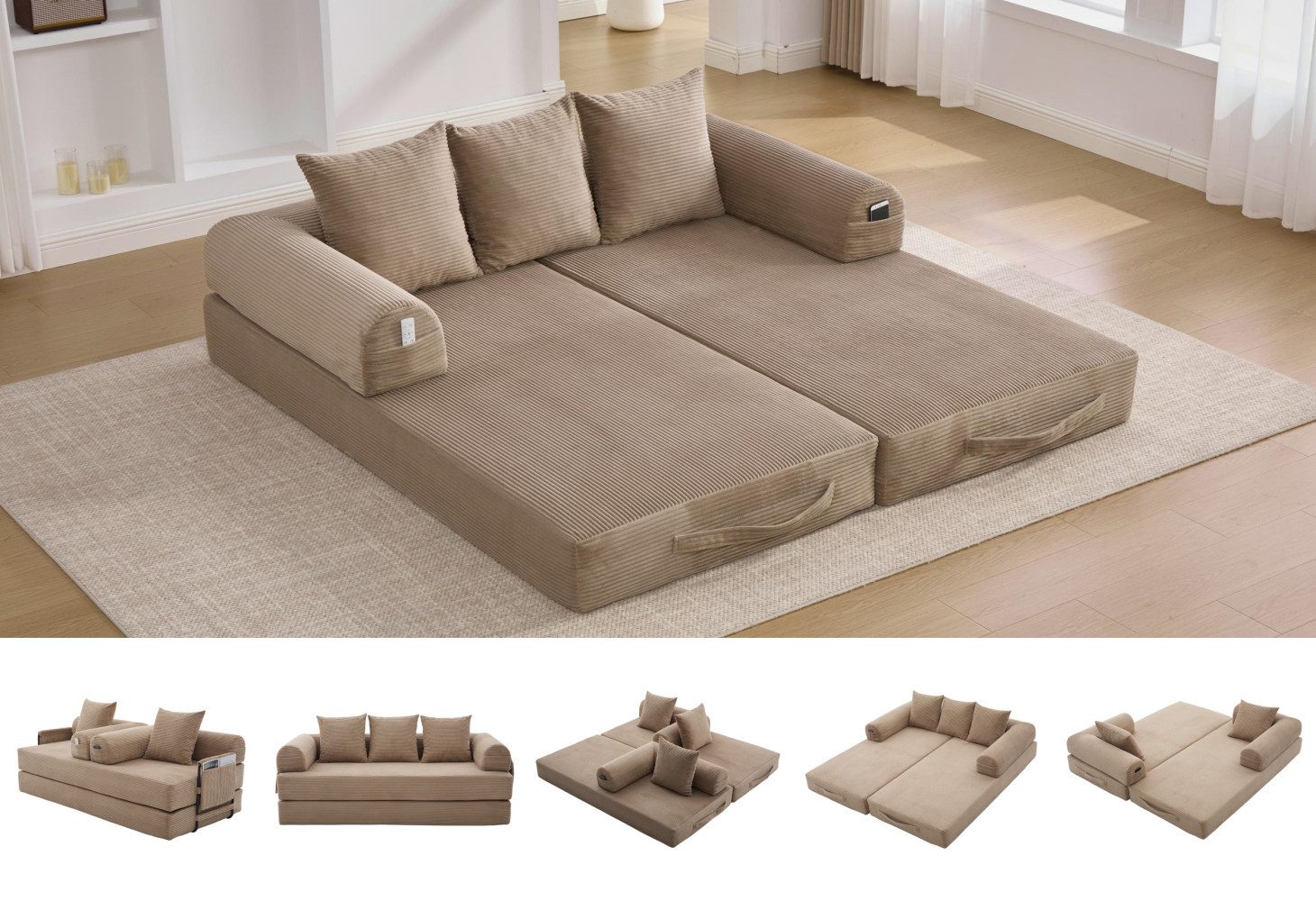 LVHOM Loungesofa faltbar mit Schlaffunktion, Stabil-/abnehmbarer Außenrahme günstig online kaufen