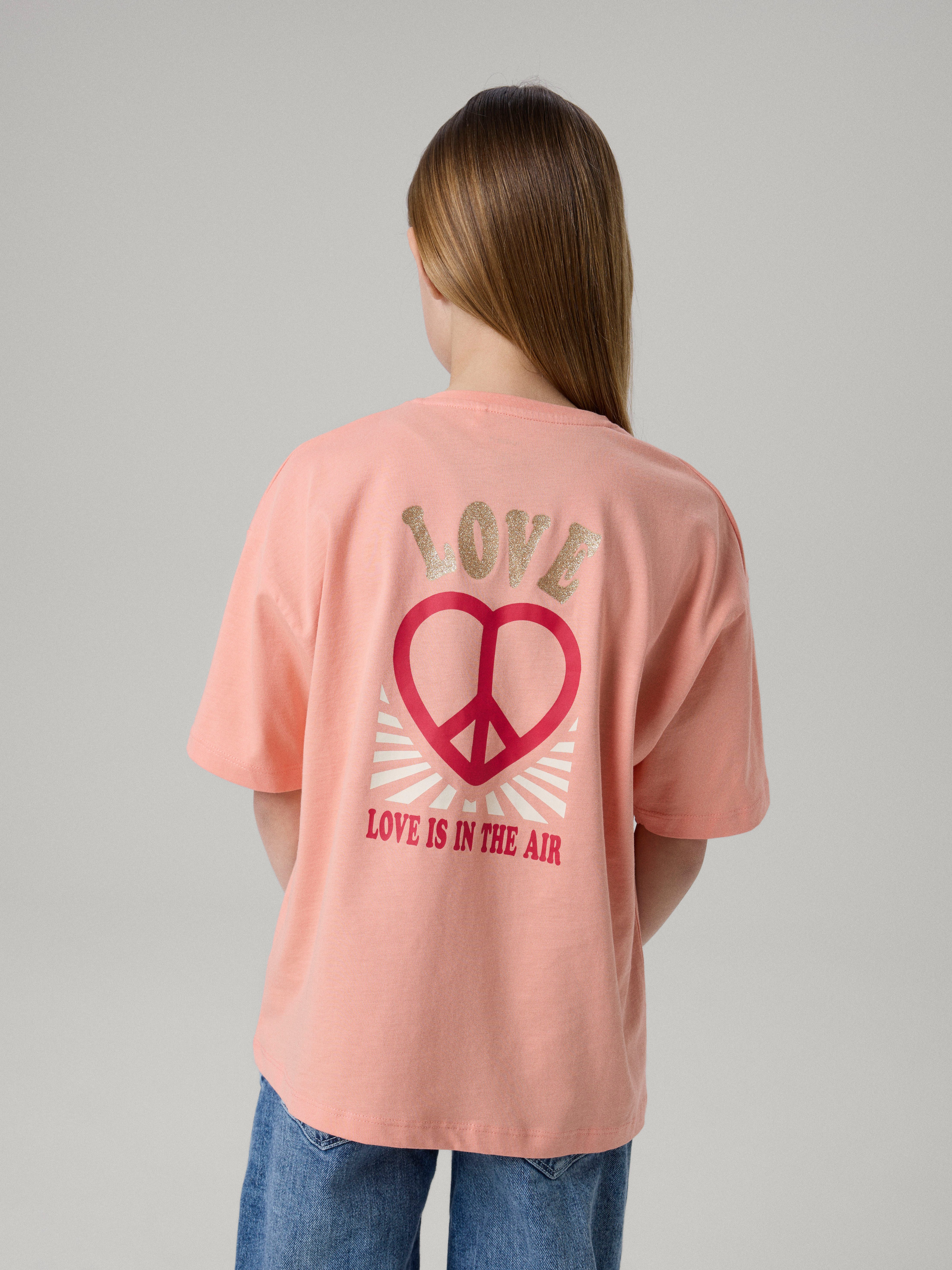 Name It Kurzarmshirt NKFKALI SS RLX TOP PS NOOS Baumwolle, mit Rückenprint und Glitzer