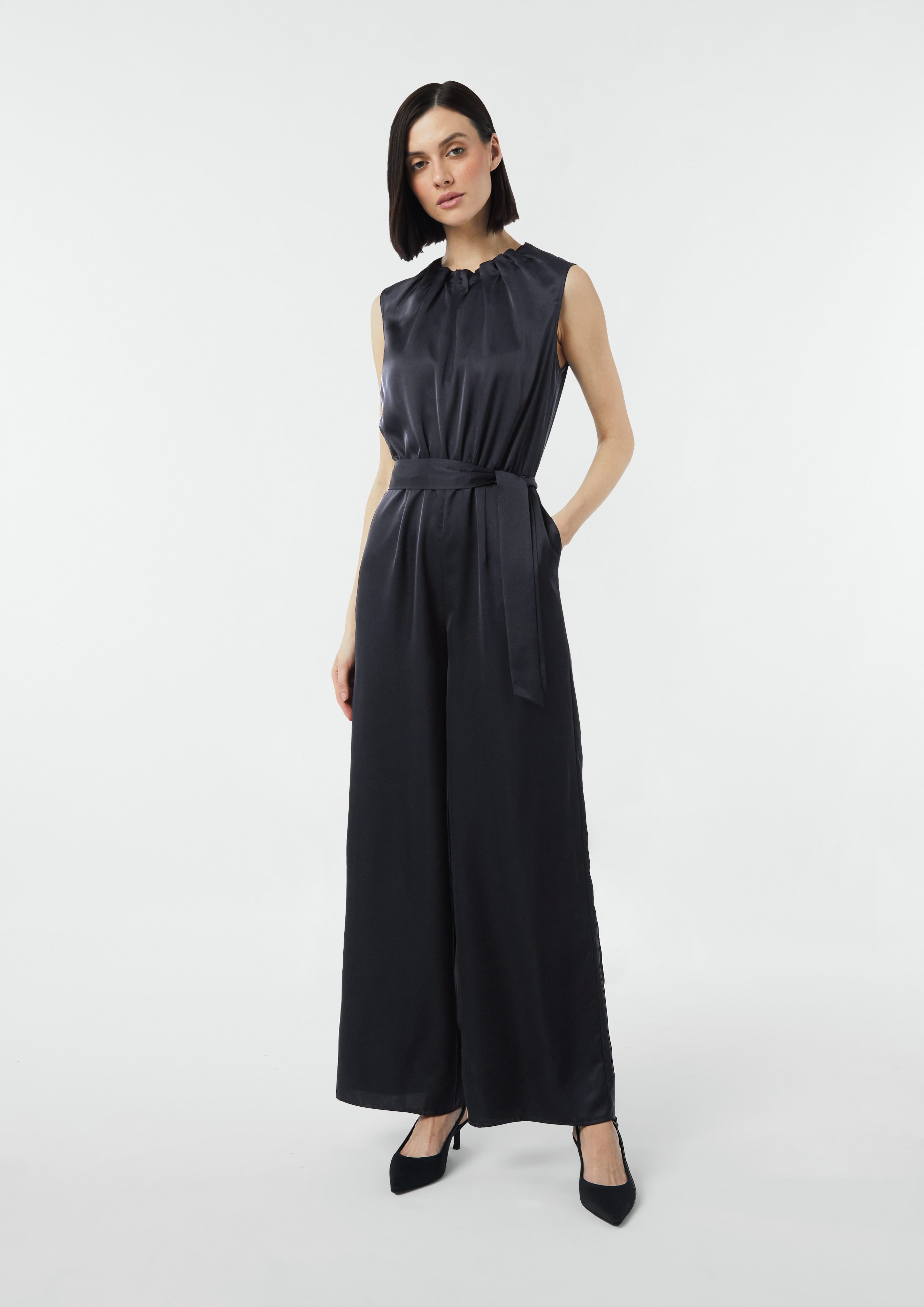 Comma Overall Satin-Jumpsuit mit Faltendetails und günstig online kaufen