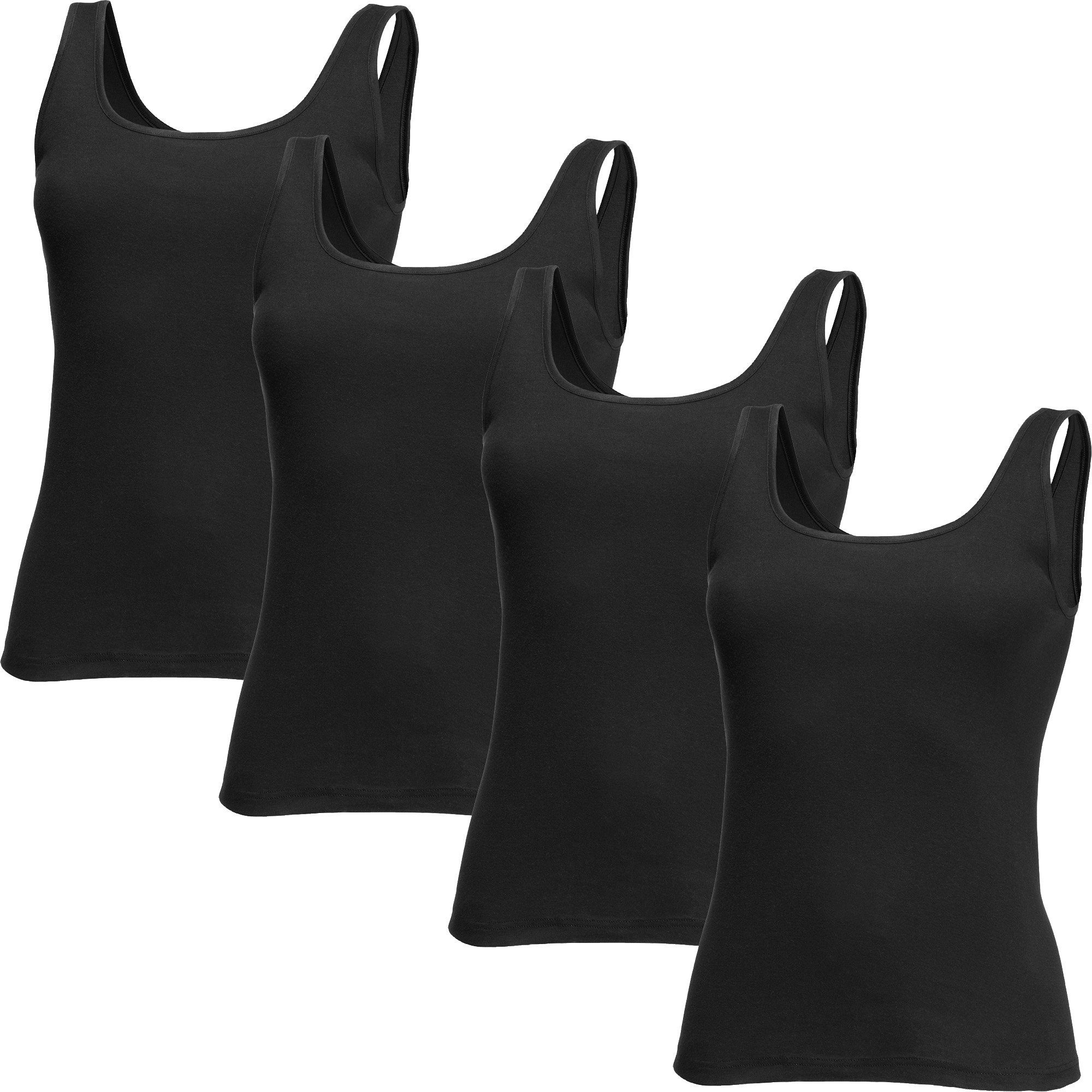 Damen-Unterhemd 4er-Pack Uni Feinripp Speidel Unterhemd schwarz