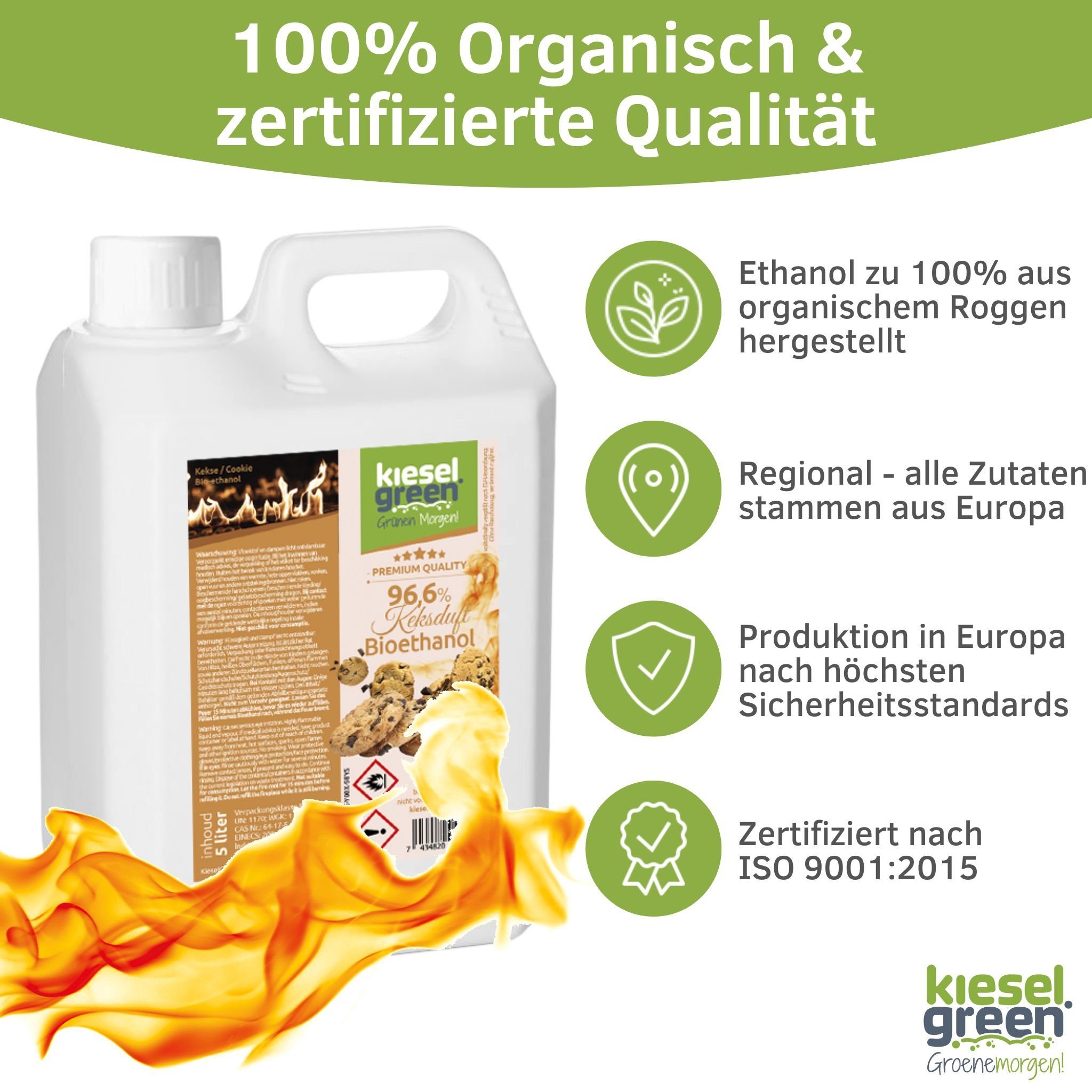 KieselGreen Bioethanol KieselGreen Bioethanol 5/10/25/50 Liter mit Duft für Ethanol-Kamin, 5 l – Bild 3 von 5