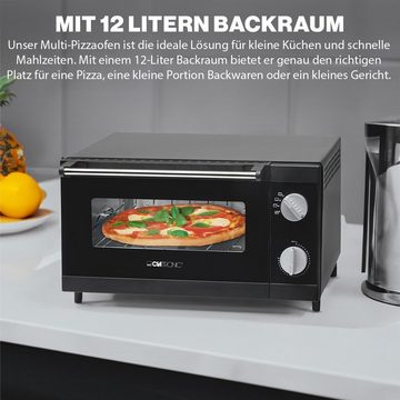 CLATRONIC Minibackofen MPO 3520, Pizzaofen zum Grillen & Aufbacken mit 12L Backraum