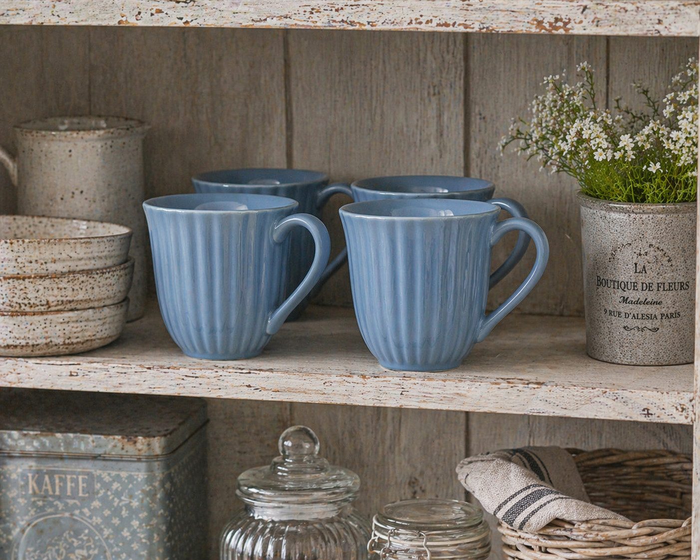 Ib Laursen Tasse IB Laursen Tasse mit Rillen Mynte® Blue Bell