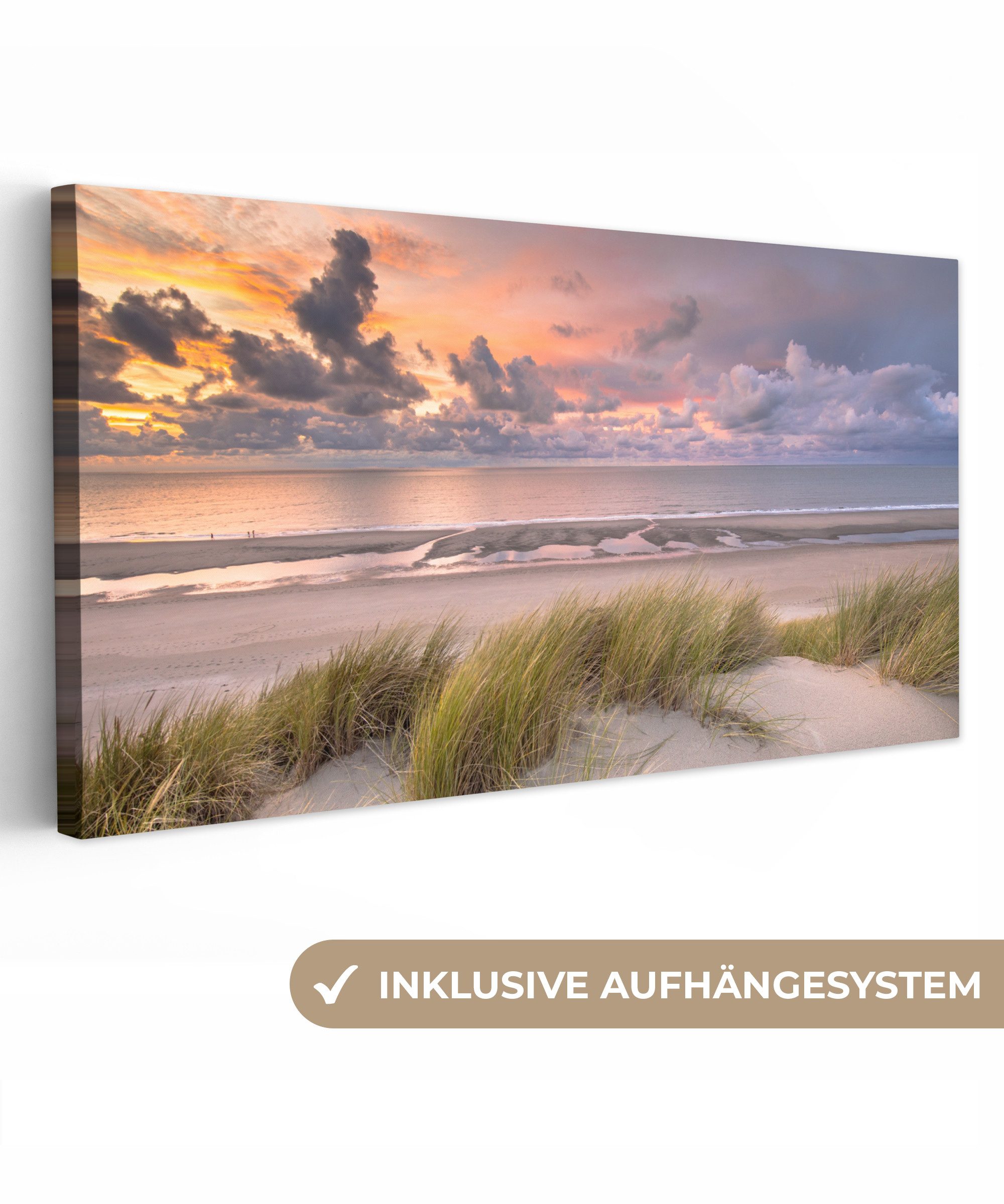 OneMillionCanvasses® Leinwandbild Panorama Sonnenuntergang - Düne günstig online kaufen