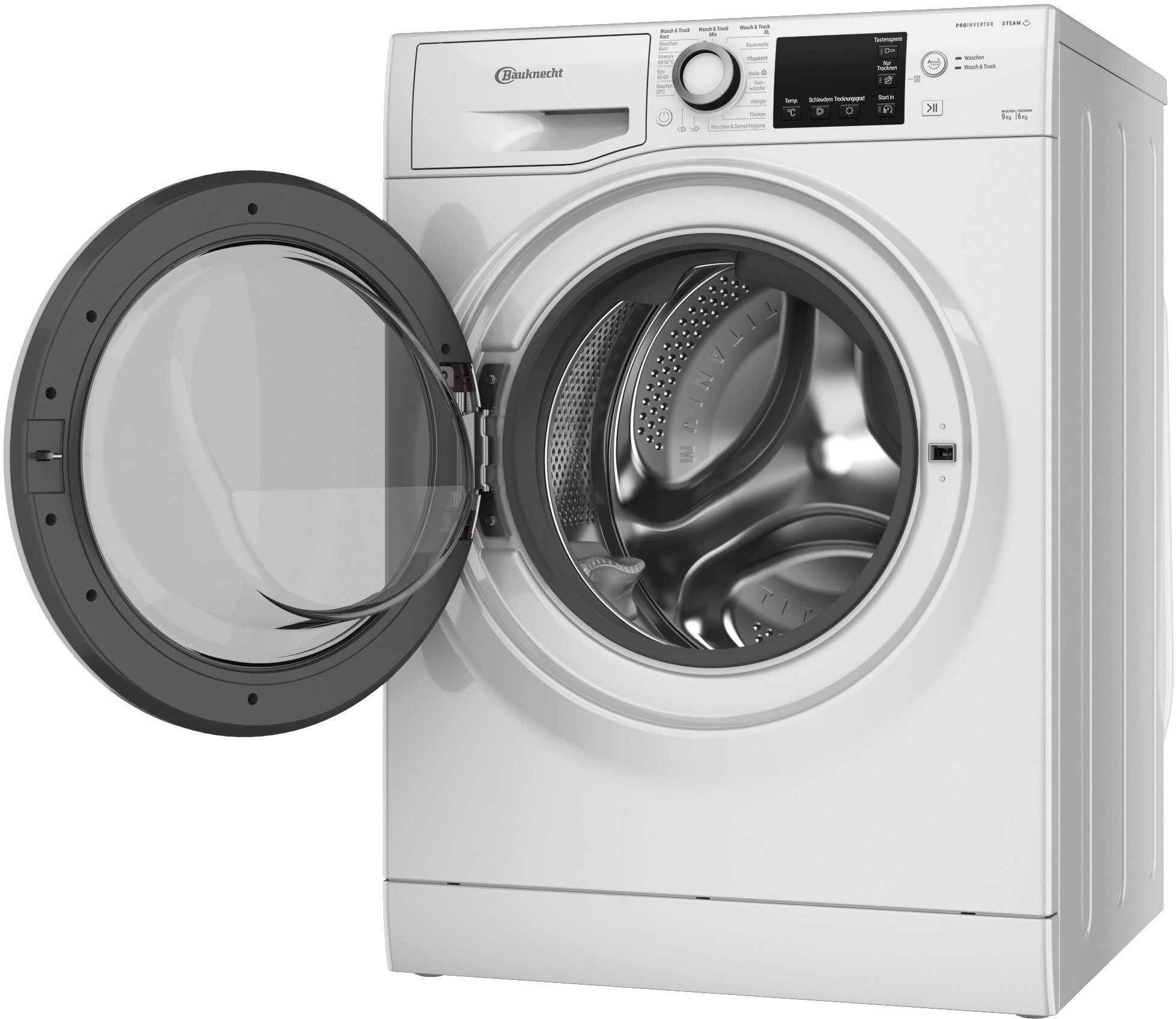 BAUKNECHT Waschtrockner WATK Sense 96 41 N, 9 kg, 6 kg, 1200 U/min, Flecken 20°C – entfernt mehr als 100 Flecken, ganz ohne Vorbehandlung – Bild 2 von 5