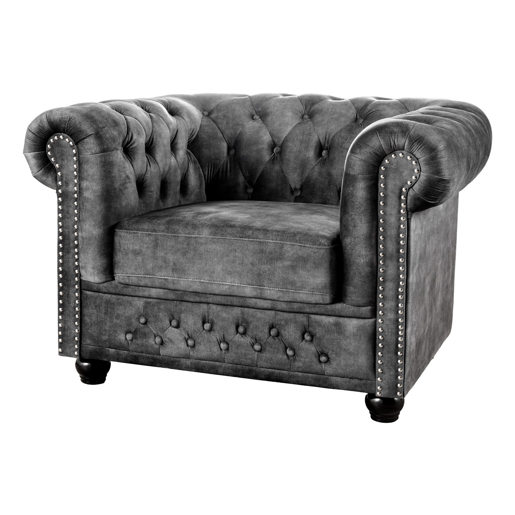 riess-ambiente Sessel CHESTERFIELD 110cm grau (Einzelartikel, 1-St), Wohnzi günstig online kaufen