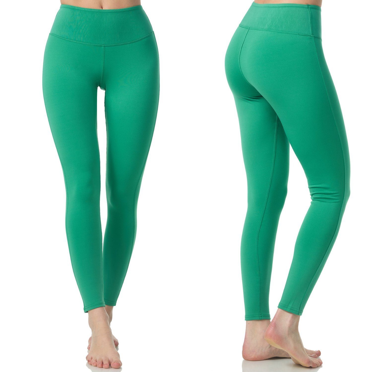Frentree Leggings für Damen, Lange Sport Leggings, Yoga Hose in vielen Farben, Laufhose mit hohem Komfort, High Waist Grün