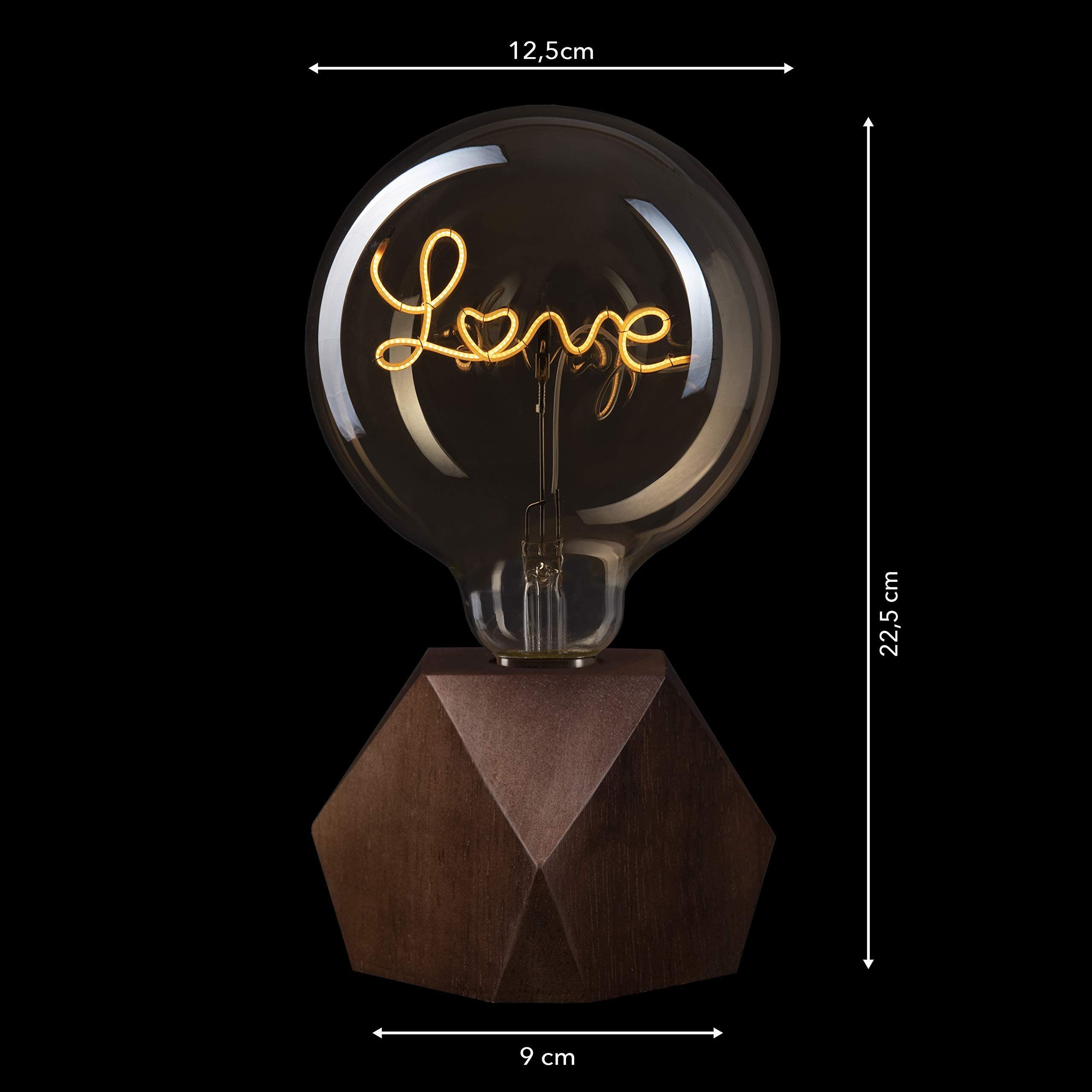 1X dunkel Tischlampe Love-Lampemodern Dunkle Crown Tischleuchte Edison, Batteriebetrieben Retro + Dunkle LED Eiche Eiche Eiche Vintage E27