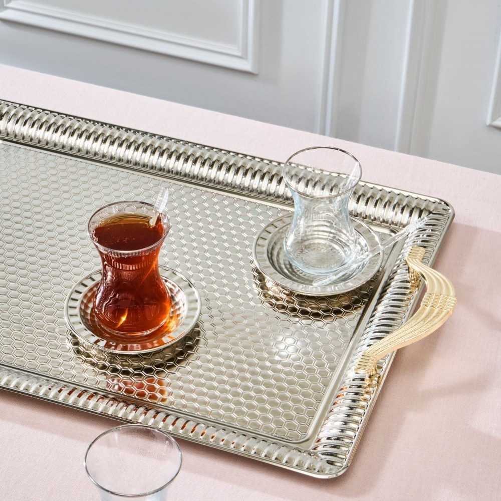 Karaca Teeservice Karaca Nehir 19-teiliges Teeservice Teeglas Teetasse Set