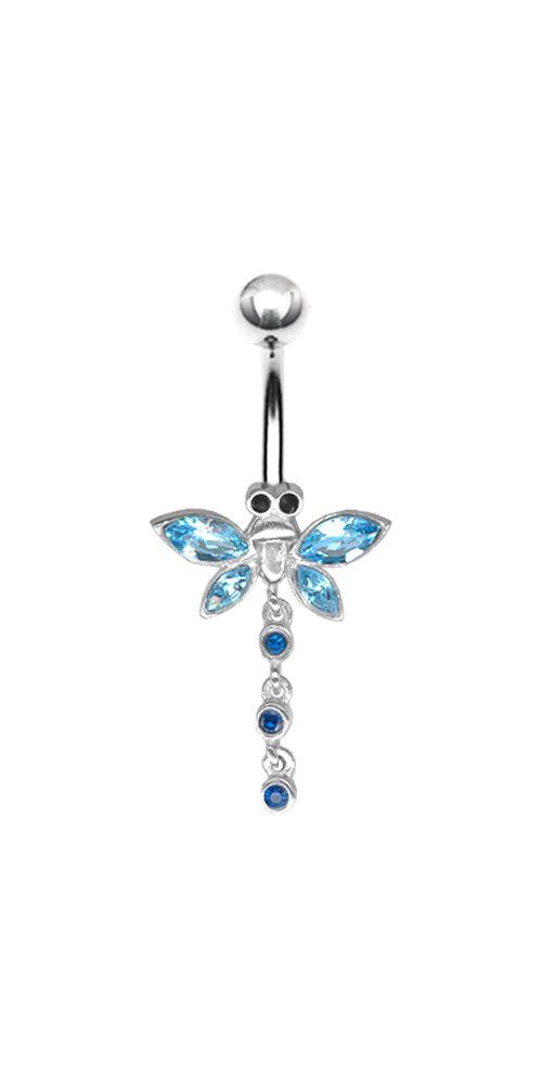 Karisma Bauchnabelpiercing Nabel Silber 925 Bananabell Dragon Schmetterling, Mit Kristall Elements