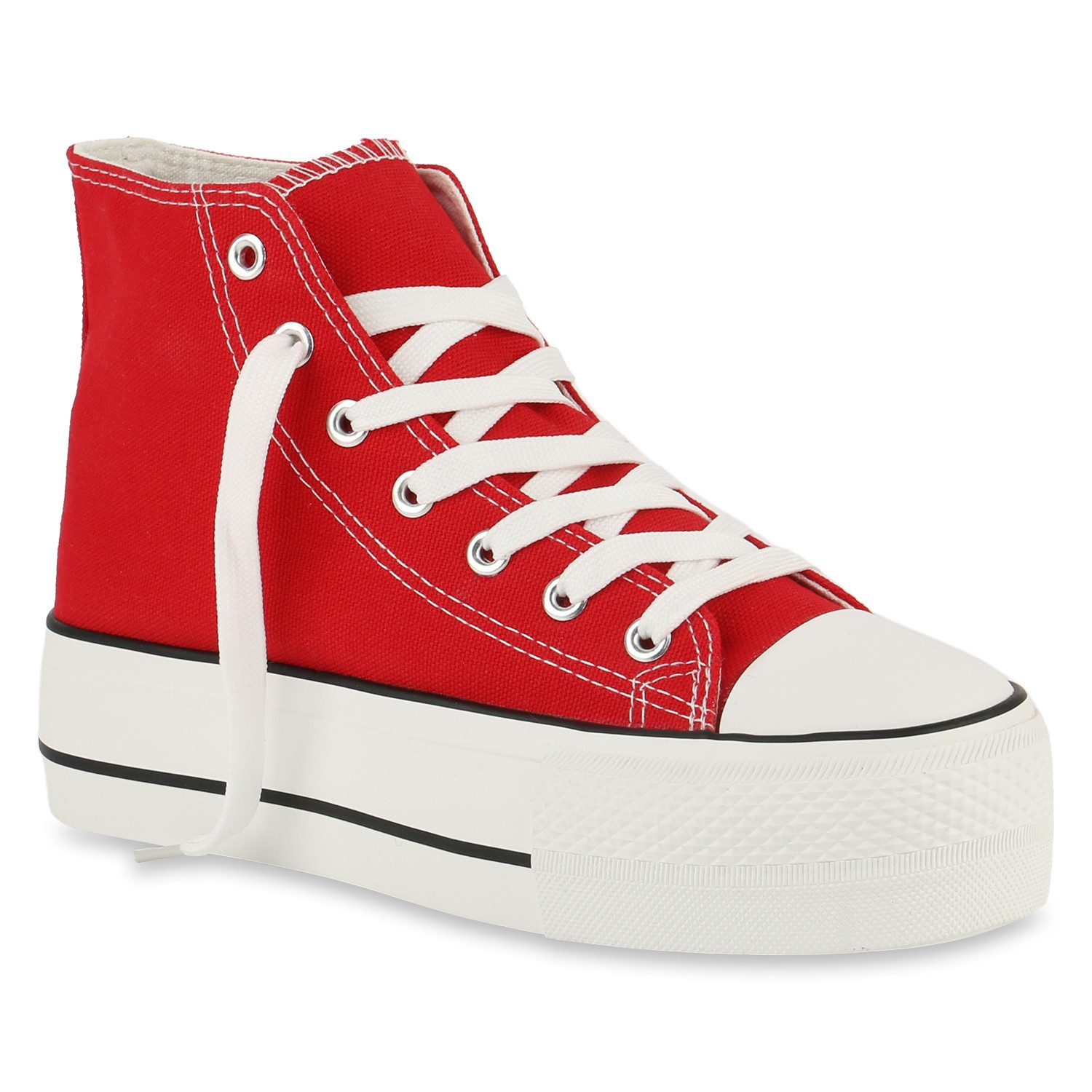 VAN HILL 842207 Plateausneaker Damen Plateau Sneaker - High-Top Stoffschuhe im Retro-Style