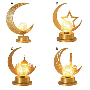 Rutaqian LED Dekofigur LED Ramadan Lichter Mond Sterne Eisen Stil Lampe Batteriebetrieben, B, Eid Dekoration Muslim Party Mittelstücke für Urlaub Party Wohnkultur