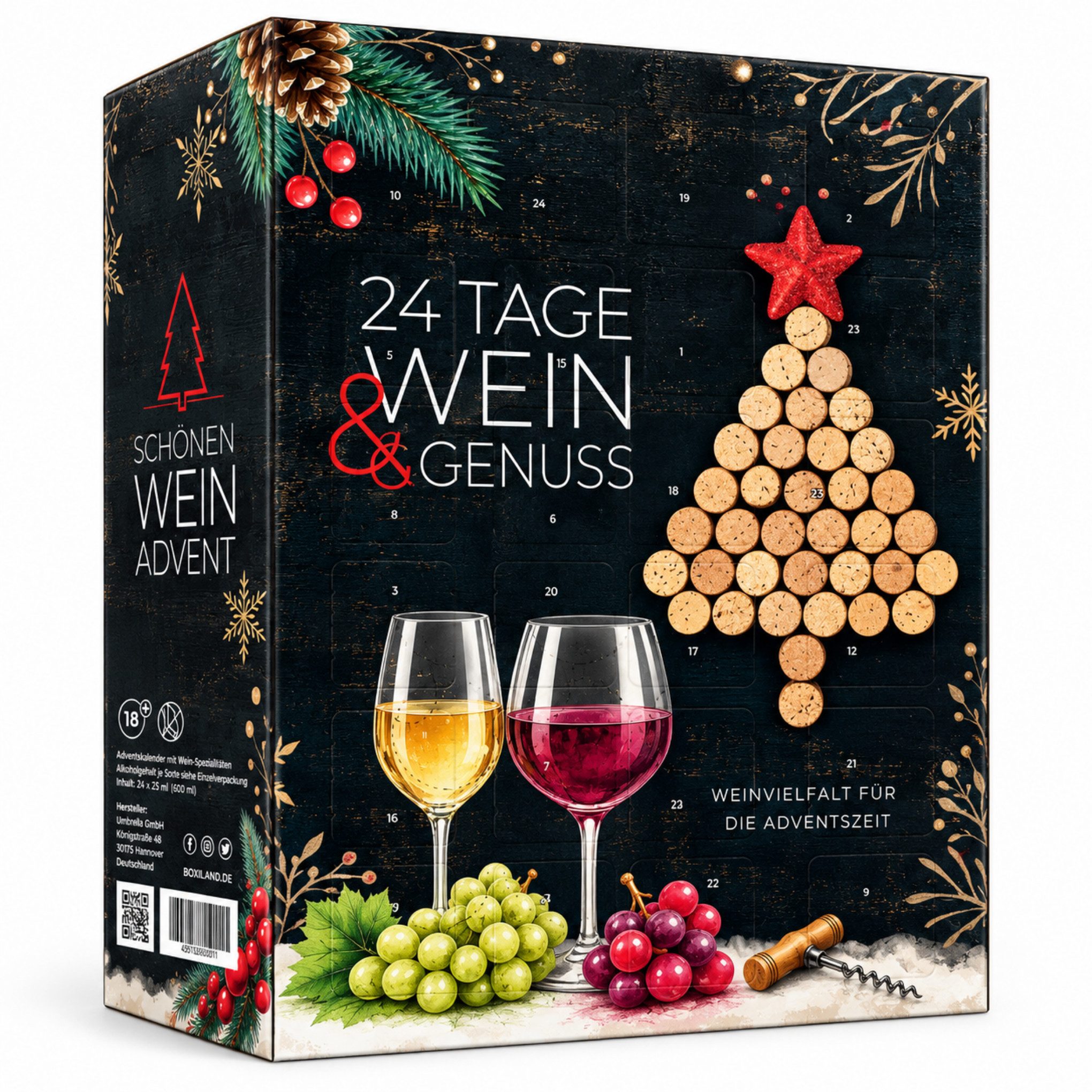 UMBRELLA Lebensmittel-Adventskalender 2026 zur Auswahl 21 Sorten – Süßigkeiten,Kaffee,Snacks,Wein,Gin (Lakritz, Fruchtgummi, Saatgut, BBQ, Nüsse, Superfood, vegan, DDR, USA, Nostalgie), 24 Türchen/Hunde & Katzen/für Erwachsene & Kinder/Geschenkidee/ab 18