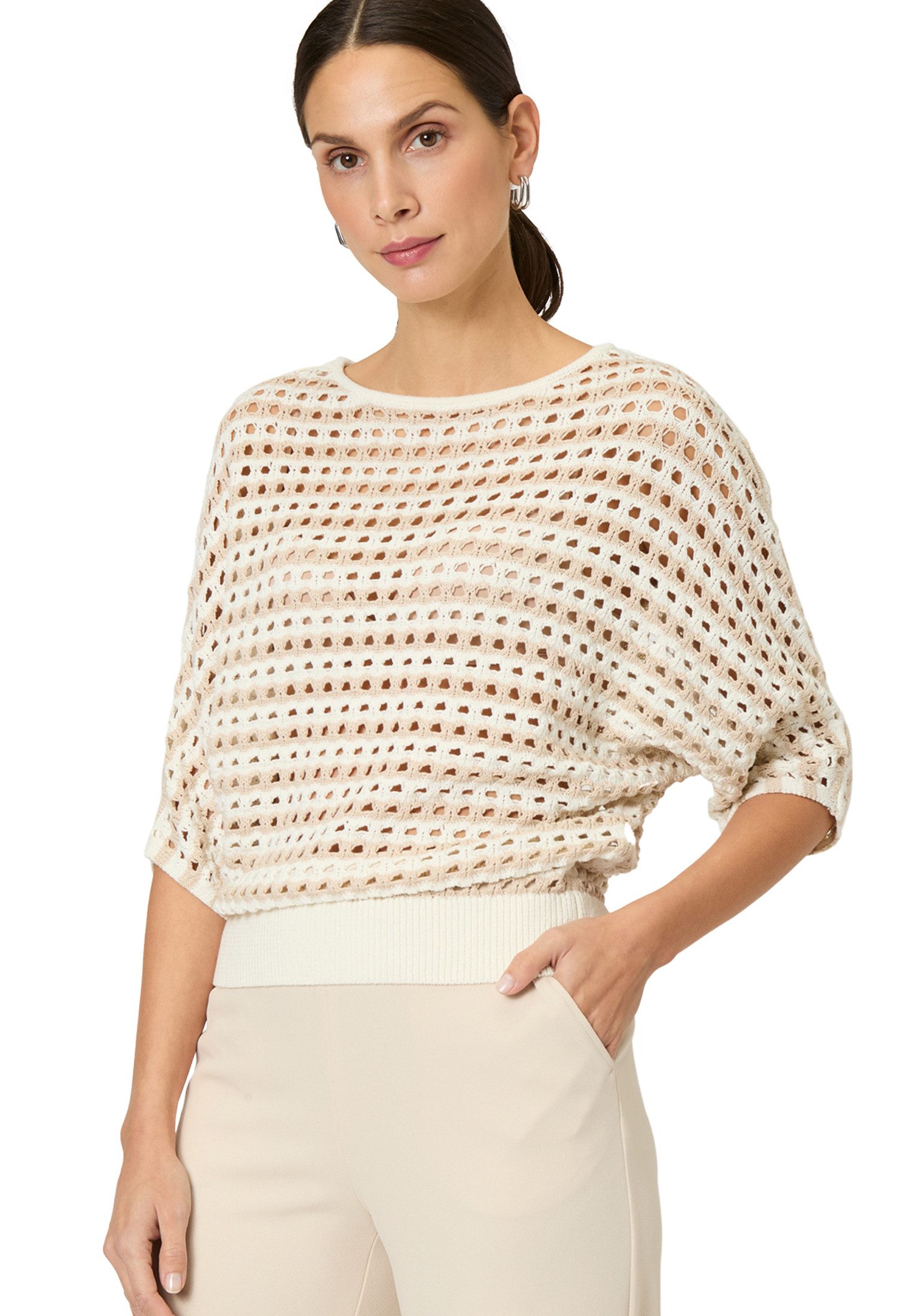 Strickpullover zero Streifen-Pullover mit Lochmuster