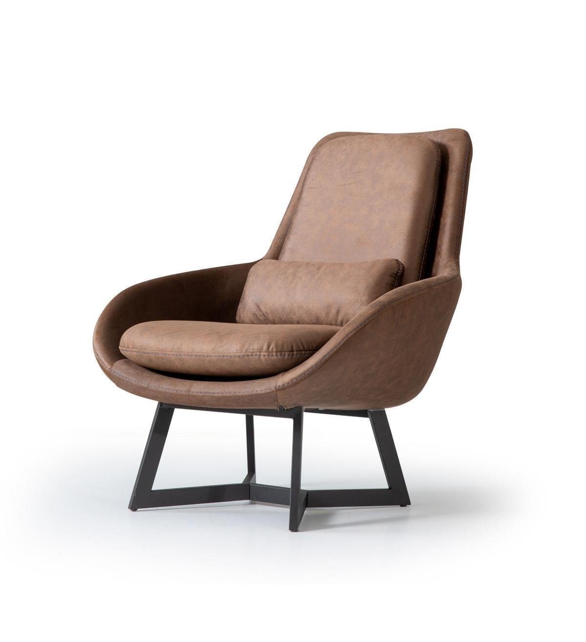 in (1-St., JVmoebel Sessel Braun Sessel Kunstleder Polster Designer 1 Sessel), Made Design Couch Sessel Sitzer 1x Europa