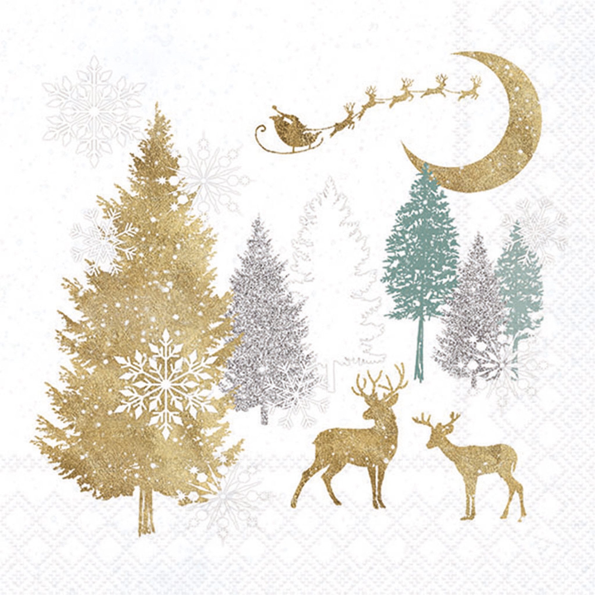 Ambiente Luxury Paper Products Papierserviette, Servietten Papier 33x33cm 3-lagig mit Weihnachtswald Motiv 20 Stück