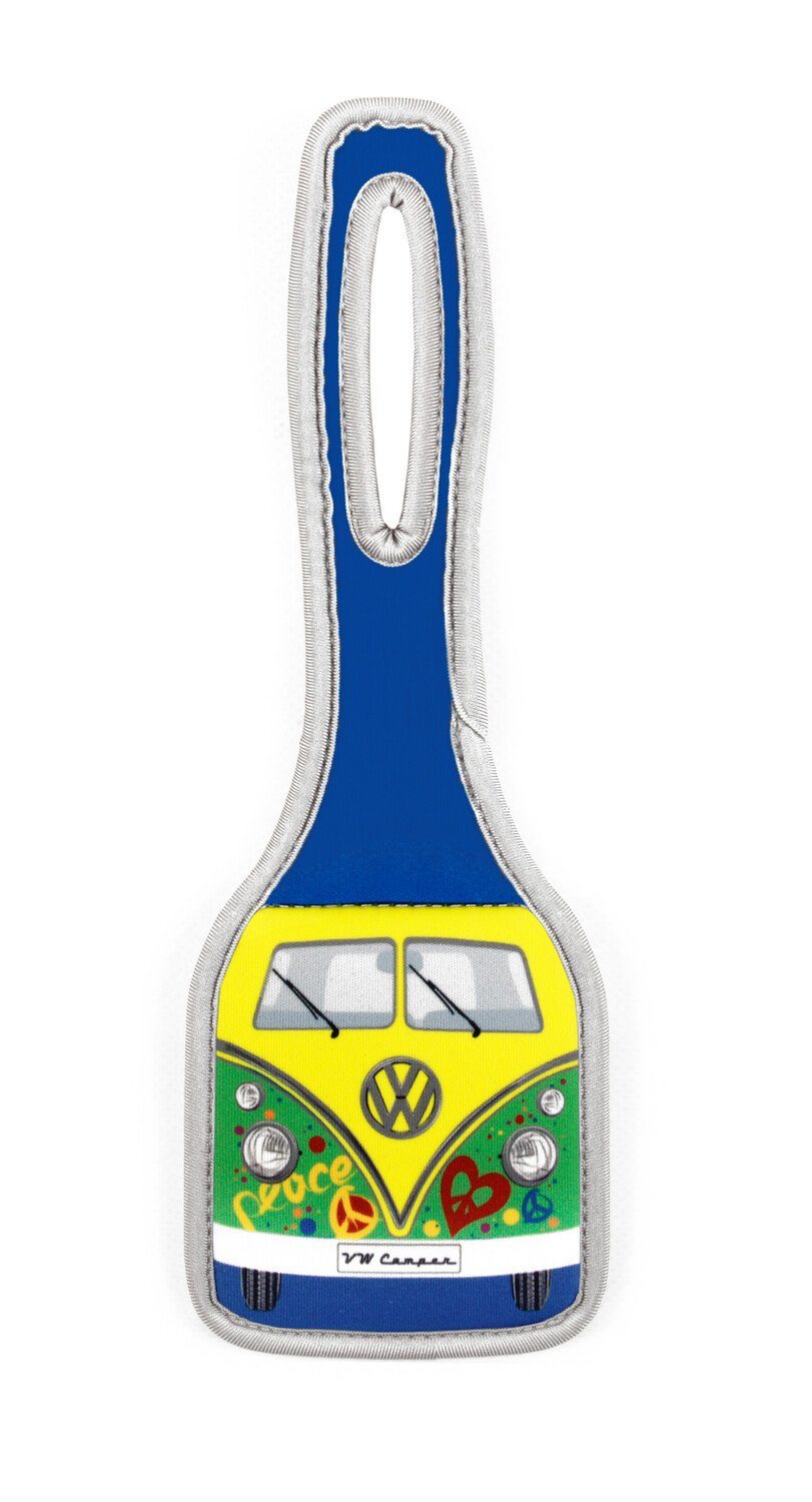 VW Collection by BRISA Gepäckanhänger Volkswagen Kofferanhänger im VW T1 Bulli Bus Design Robuster Adressanhänger für Reisen Peace/Grün