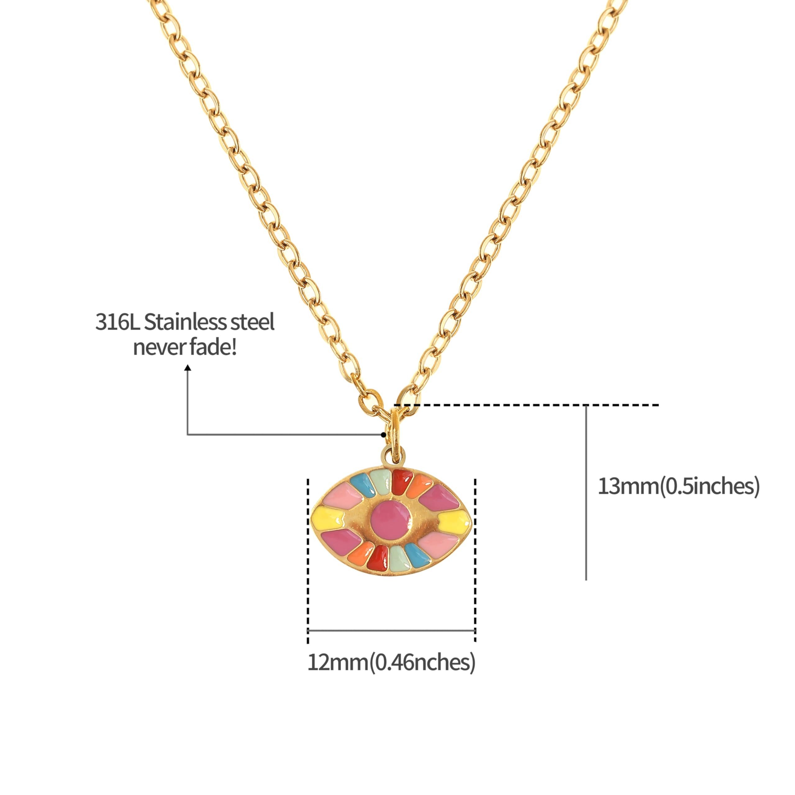 Made by Nami Kette mit Anhänger vergoldet mit Evil Eye Anhänger aus Chirurgischem Edelstahl 40 + 5 cm, Halskette Damen Gold mit Nazar Anhänger Wasserfester Schmuck Gold