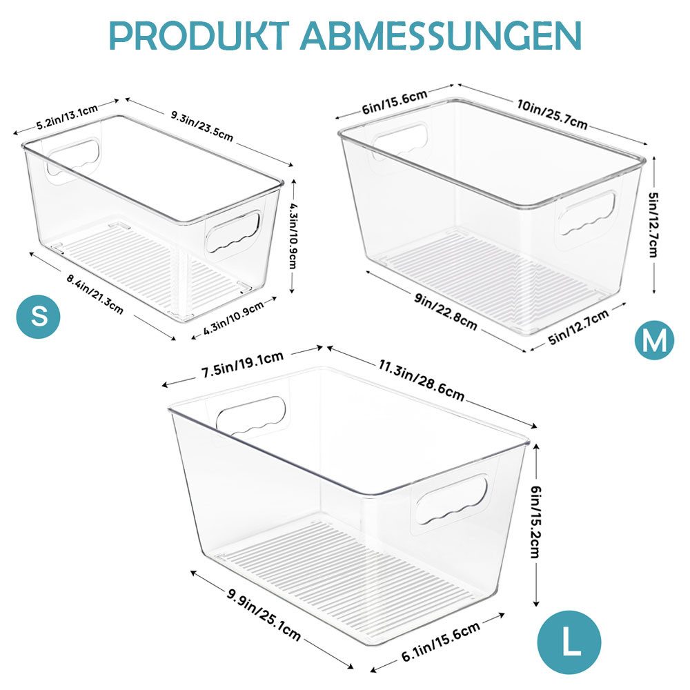 TUWENA Organizer Kühlschrank Organizer 6er Set, Stapelbare Küchen Organizer BPA Frei (6 St), Aufbewahrung Boxen für Einsatz in Kühlschränken, Schränken, Schubla – Bild 2 von 5