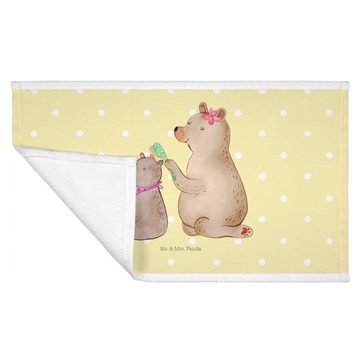 Mr. & Mrs. Panda Handtuch Bär Kind - Gelb Pastell - Geschenk, Reisehandtuch, Kinder Handtuch, S, (1-St), Allseitig umsäumt