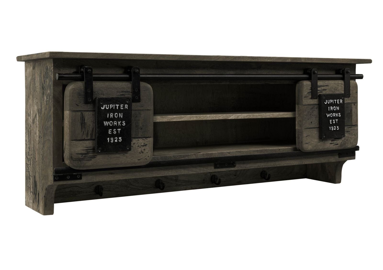 Massivmoebel24 Wandgarderobe (Wandgarderobe Mango 115x30x45 grau günstig online kaufen