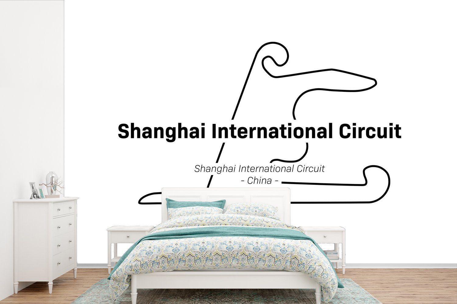 MuchoWow Fototapete China - Formel 1 - Rennstrecke, Matt, bedruckt, (6 St), Wallpaper für Wohnzimmer, Schlafzimmer, Kinderzimmer, Vinyl Tapete