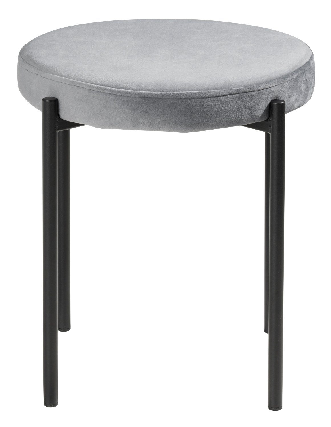 Home4You Hocker, Ø 38 cm, Grau, Schwarz, Samt, Metallgestell, stapelbar günstig online kaufen